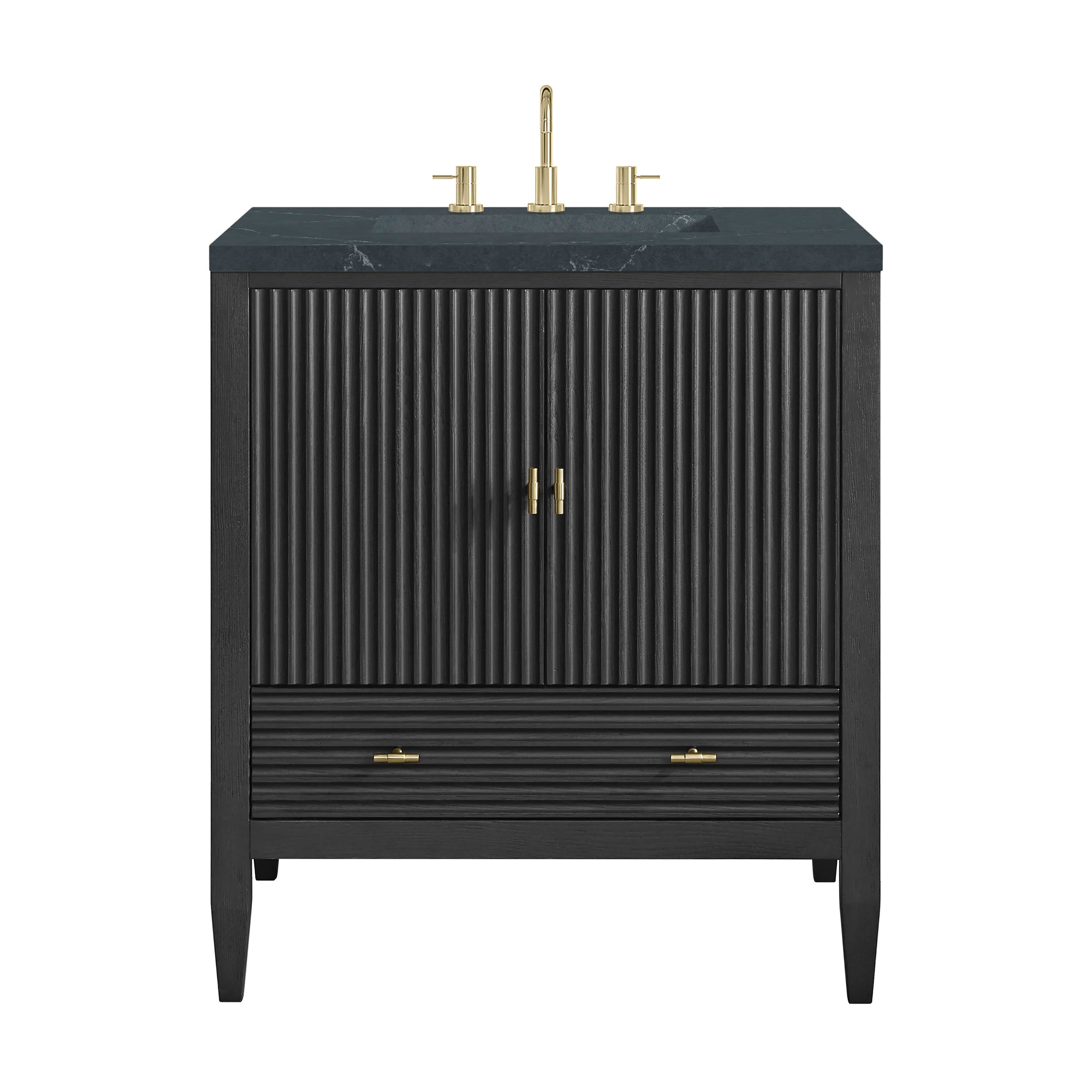 James Martin Myrrin 30" Single Vanity in Carbon Oak with 3cm Countertop