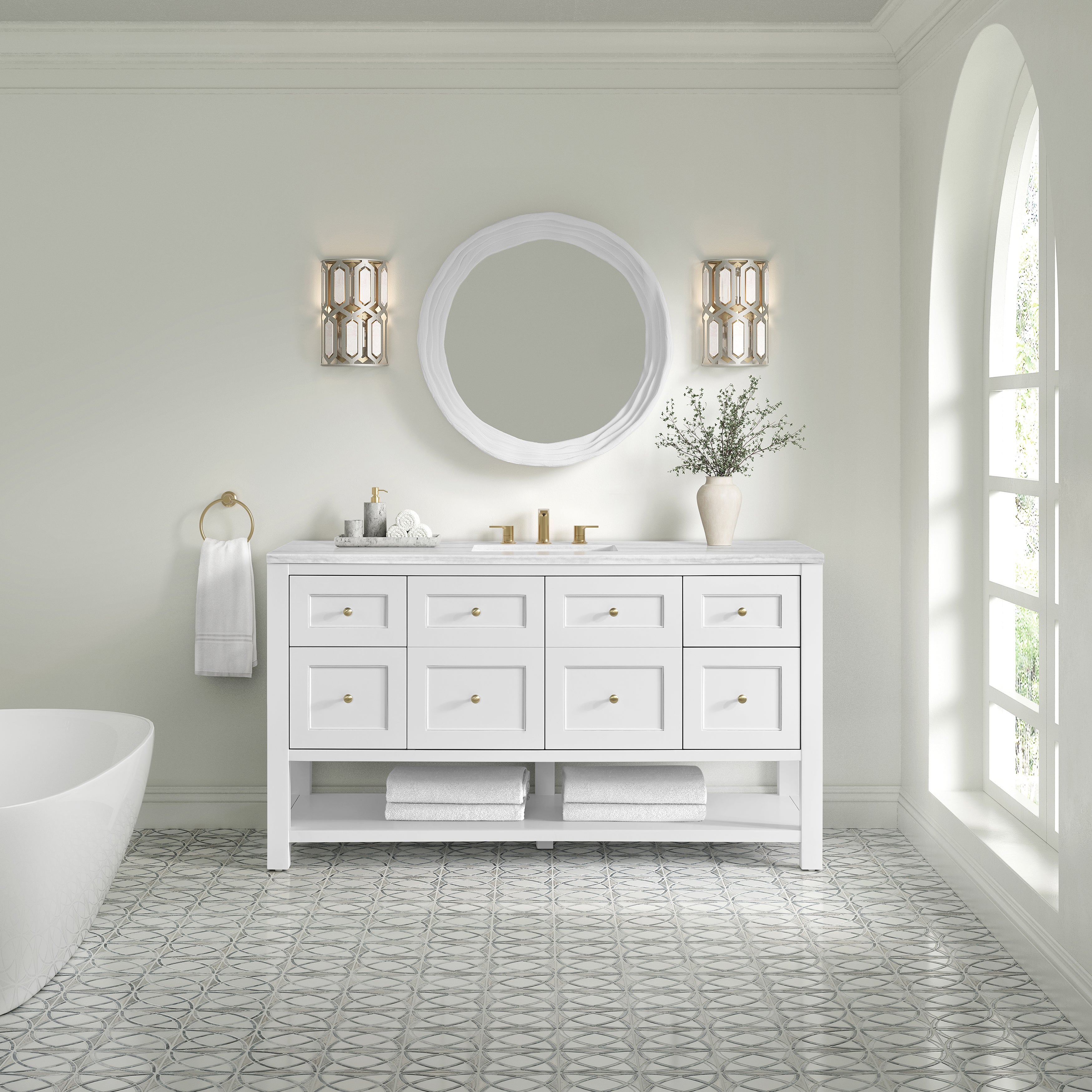 James Martin Breckenridge 60" Single Vanity in Bright White with 3cm Countertop