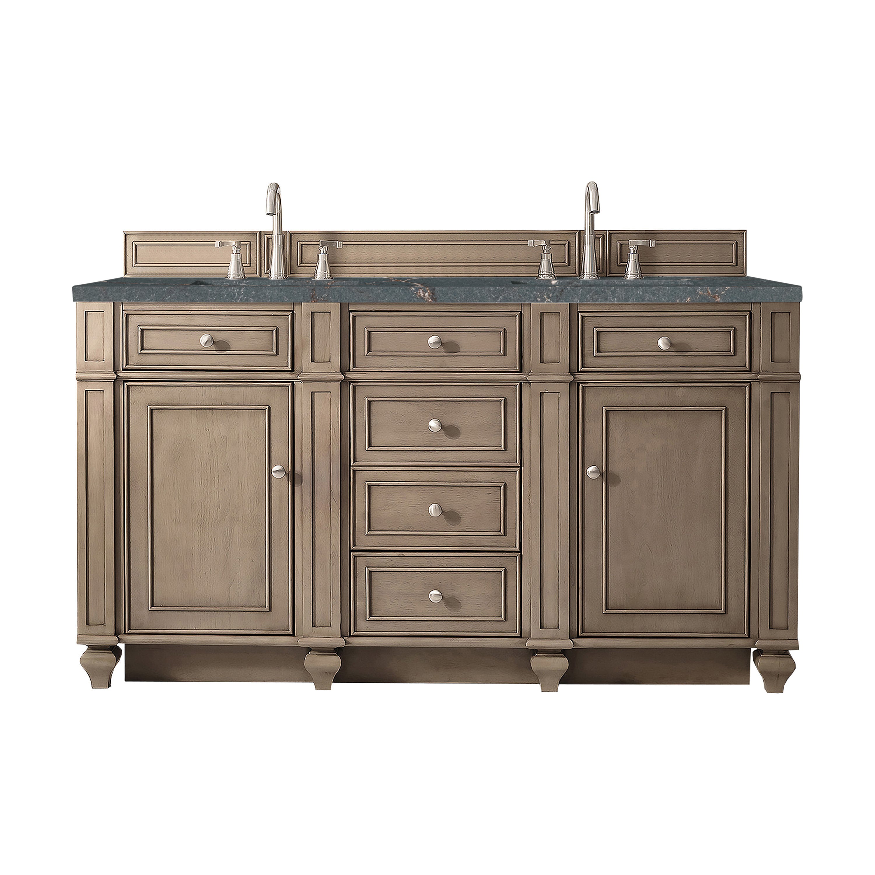 James Martin Bristol 60" Double Vanity in Whitewashed Walnut with 3cm Countertop