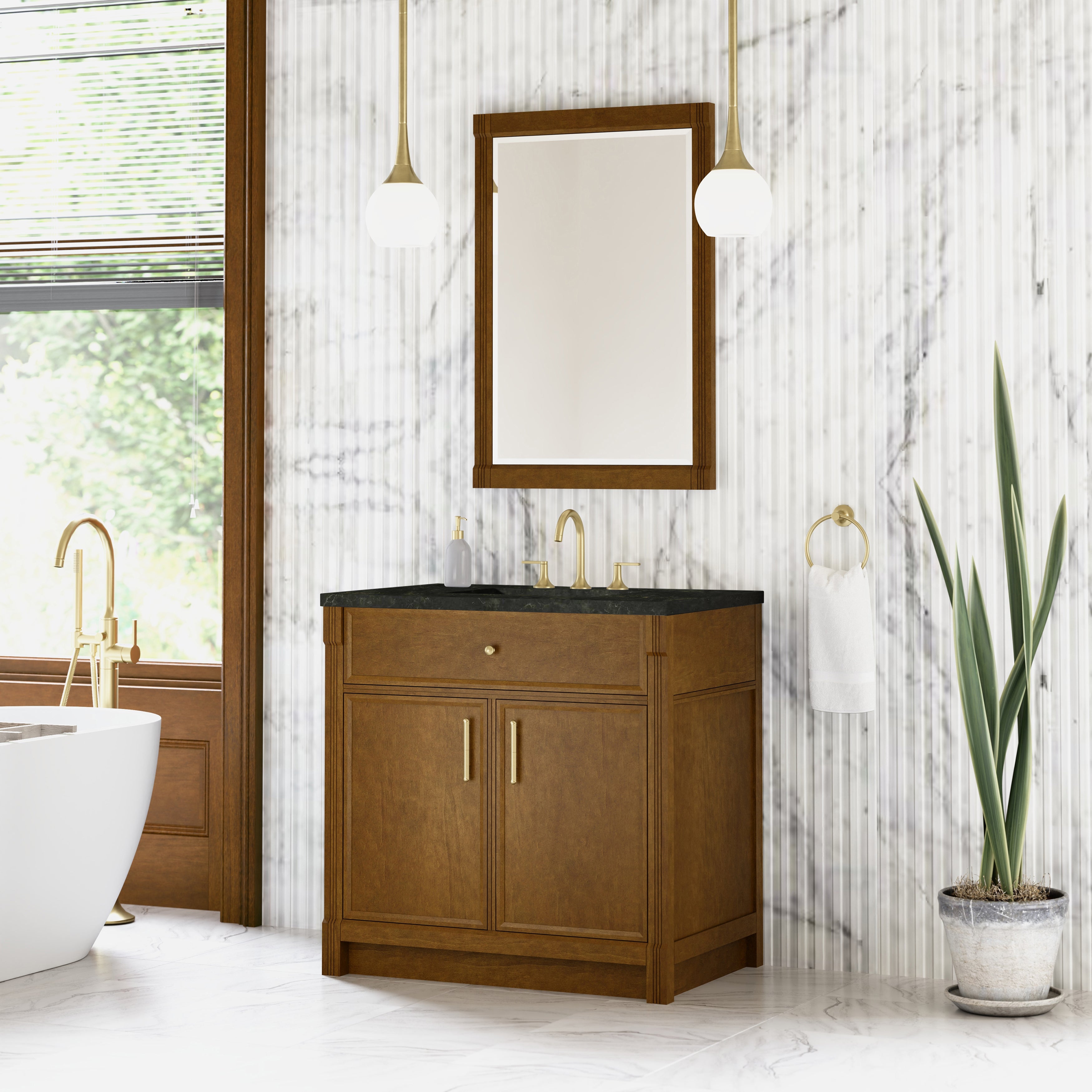 James Martin Bellshire 36" Single Vanity in Honey Oak with 3cm Countertop