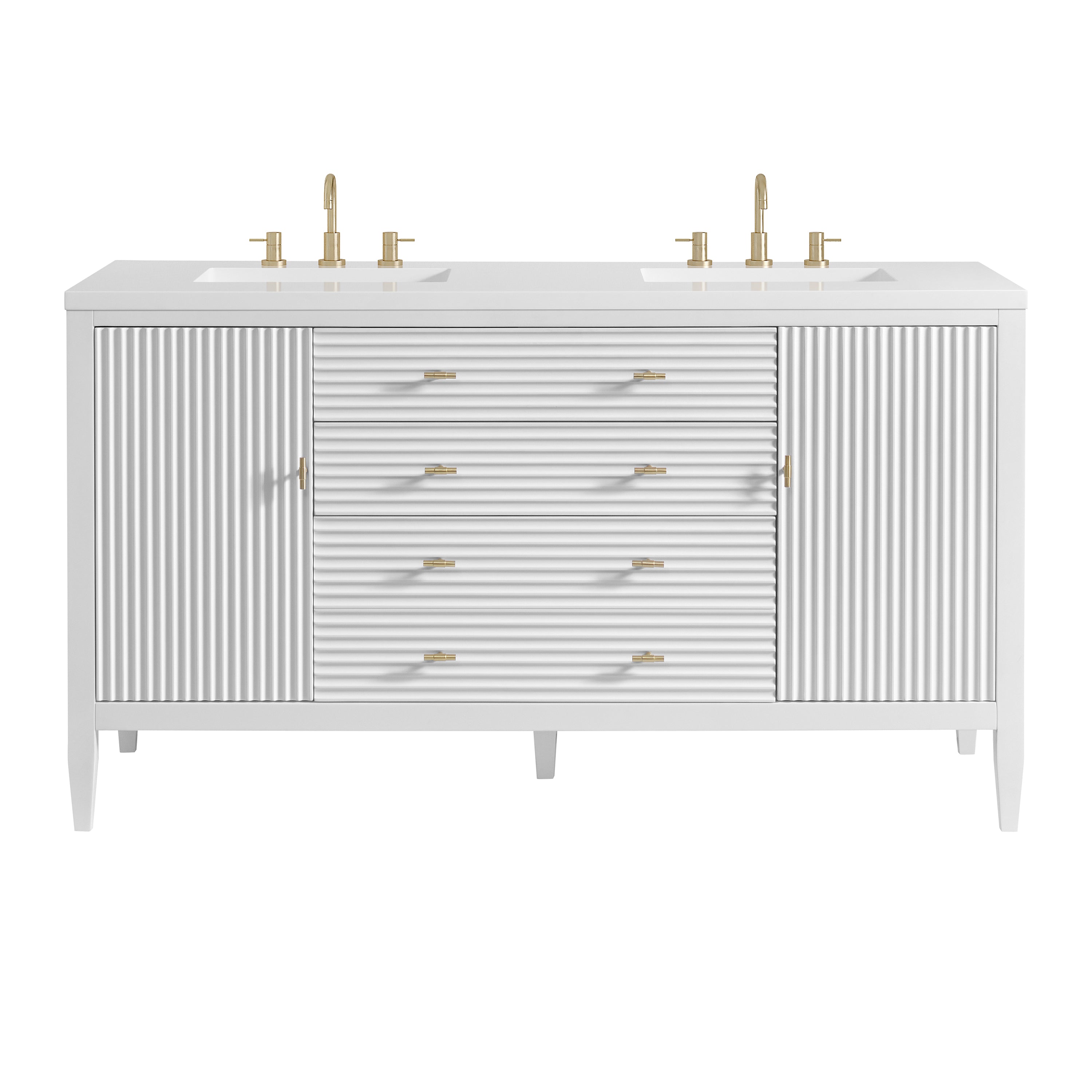 James Martin Myrrin 60" Double Vanity in Bright White with 3cm Countertop