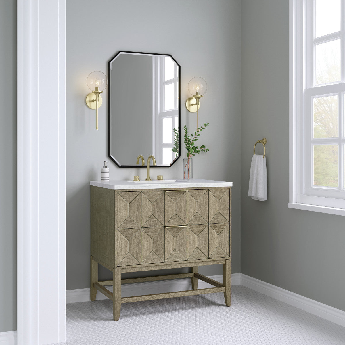 Emmeline 36" Single Vanity Cabinet, Pebble Oak