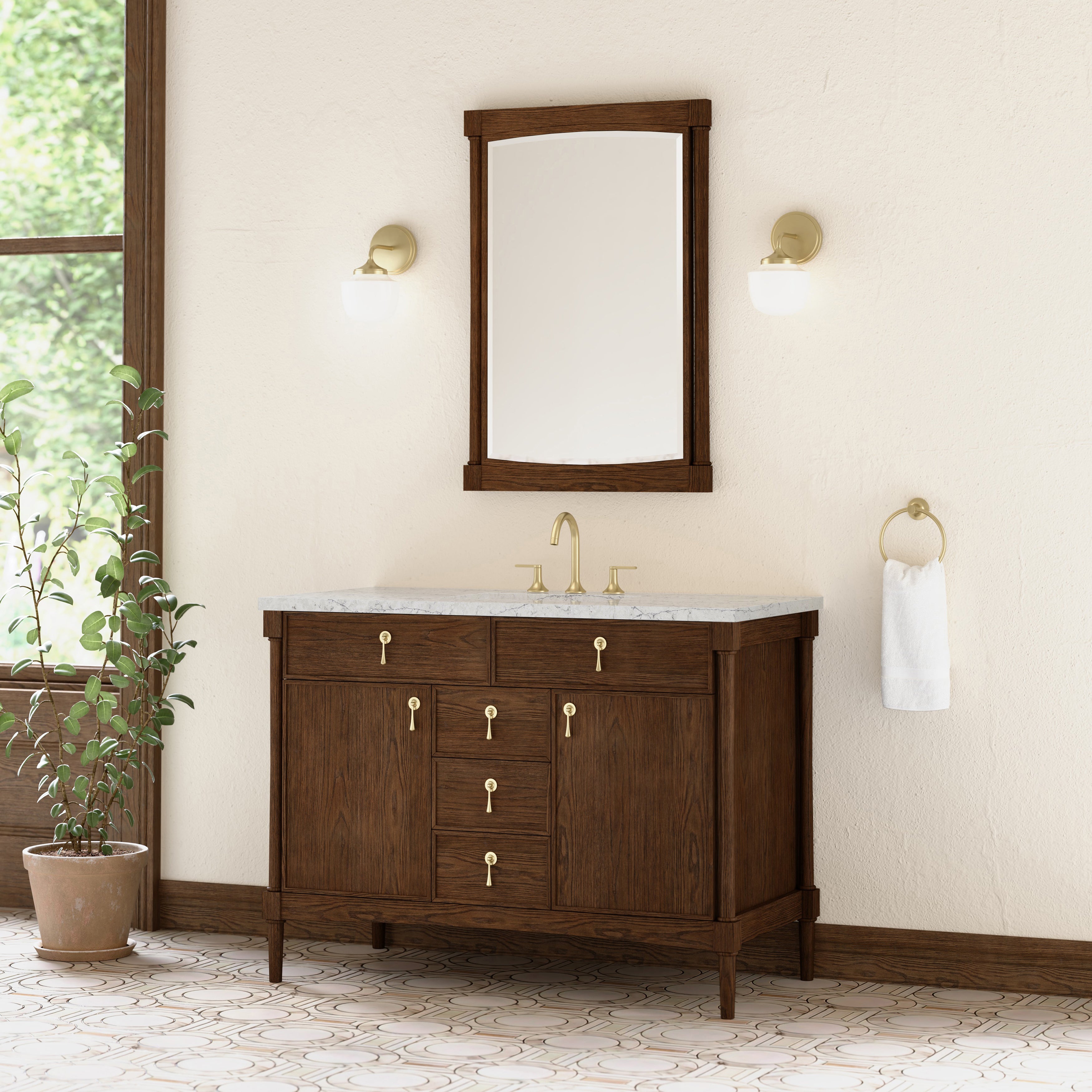 James Martin Kinnsden 48" Single Vanity in Sable Oak with 3cm Countertop