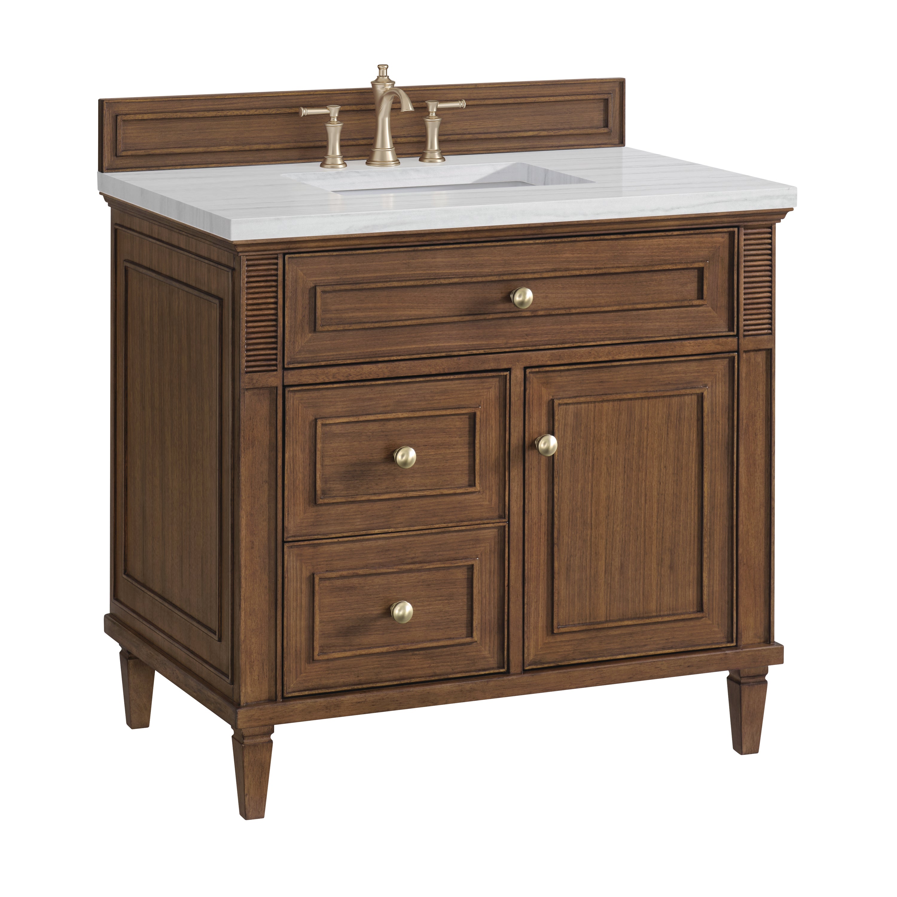 James Martin Lorelai 36" Single Vanity in Mid-Century Walnut with 3cm Countertop
