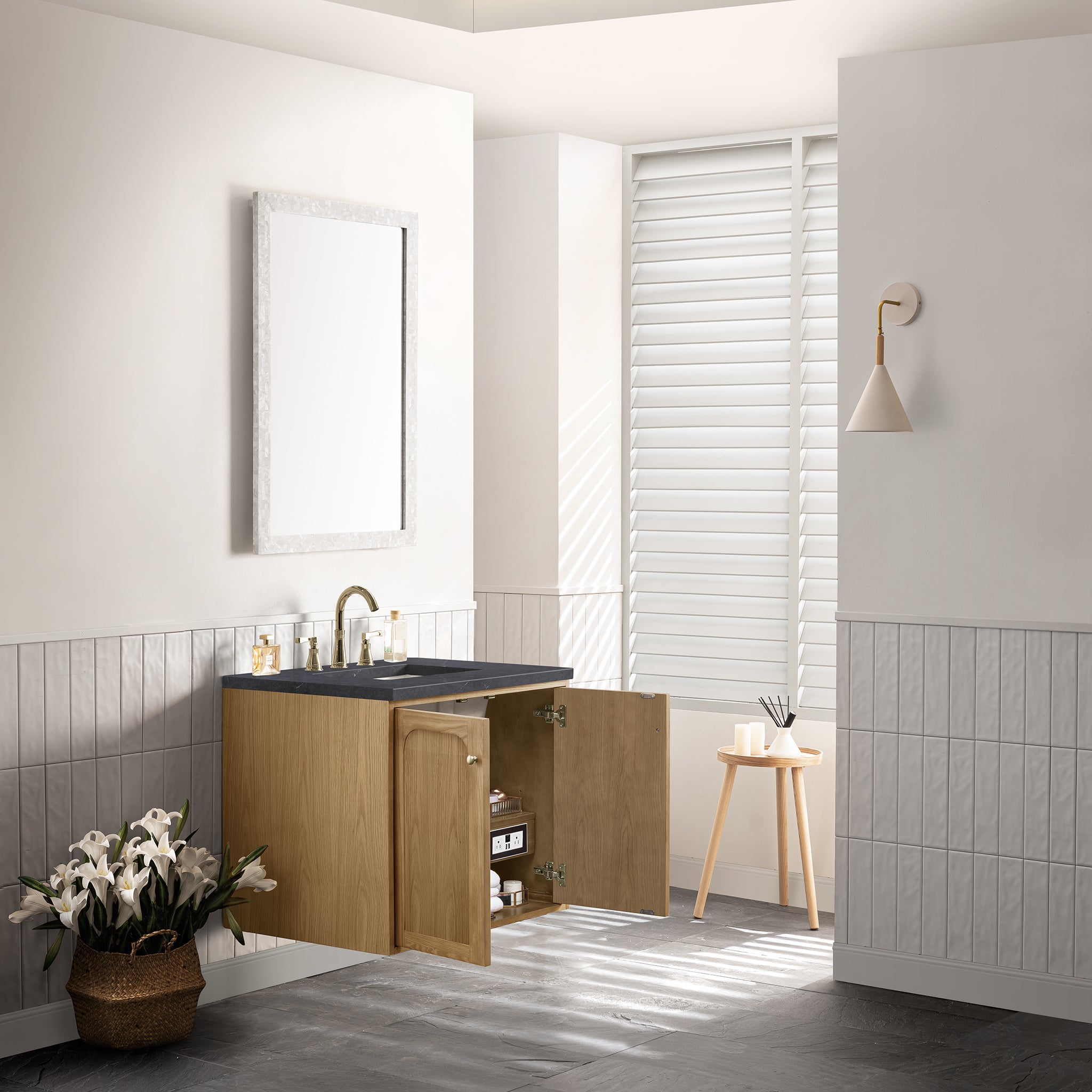 James Martin Laurent 30" Single Vanity in Light Natural Oak with 3cm Countertop