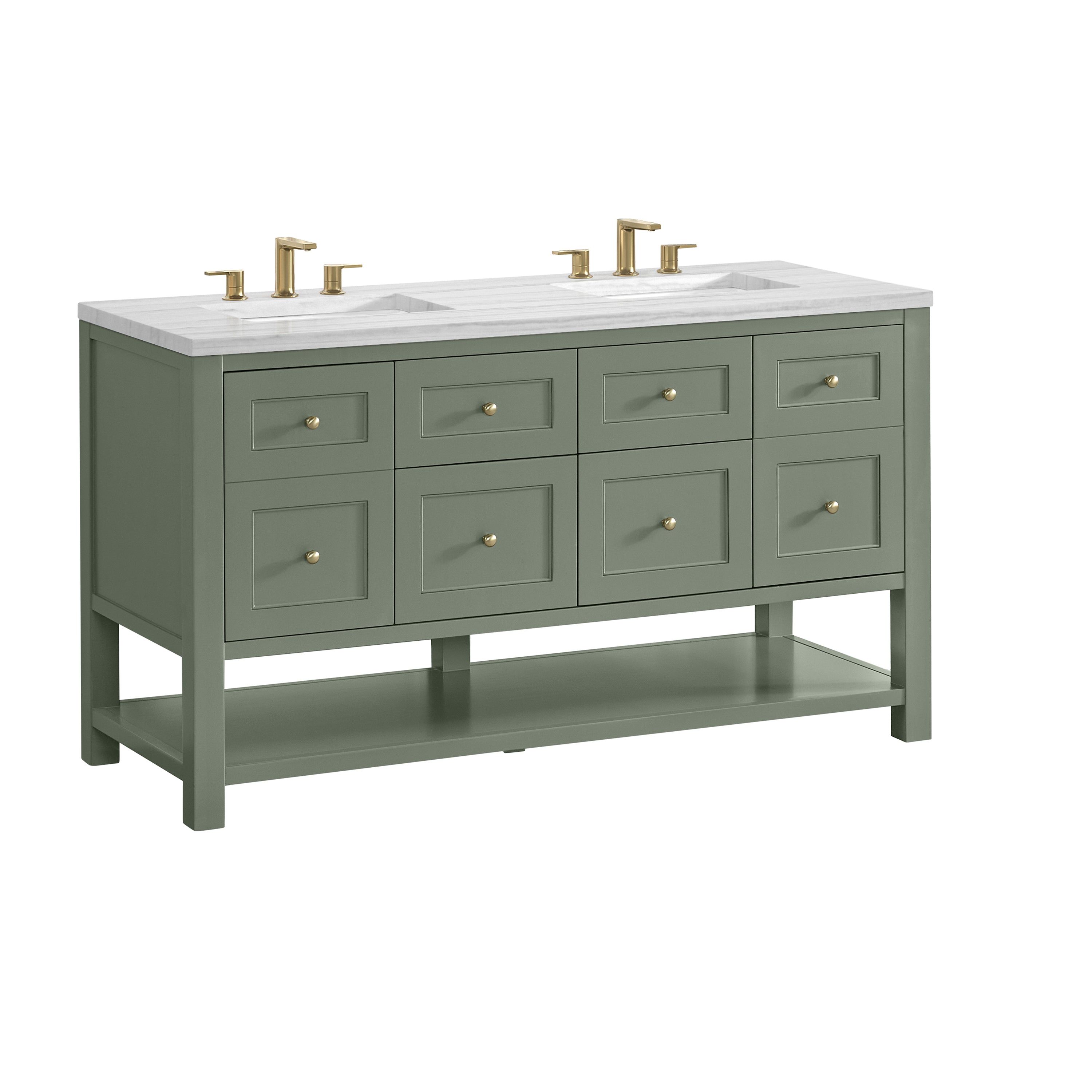 James Martin Breckenridge 60" Double Vanity in Smokey Celadon with 3cm Countertop