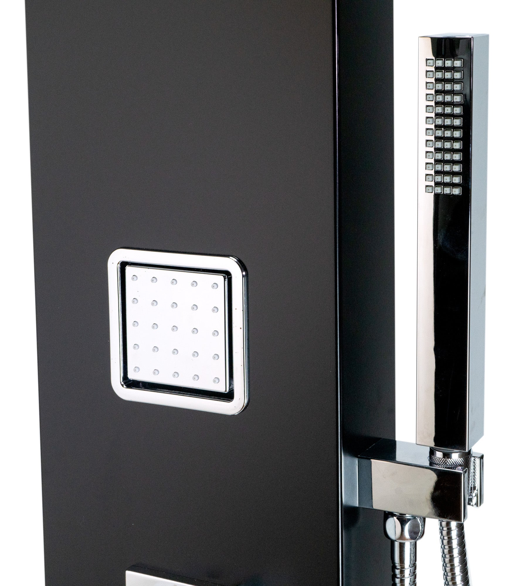 ALFI brand  ABSP65B Black Aluminum Shower Panel with 2 Body Sprays and Rain Shower Head