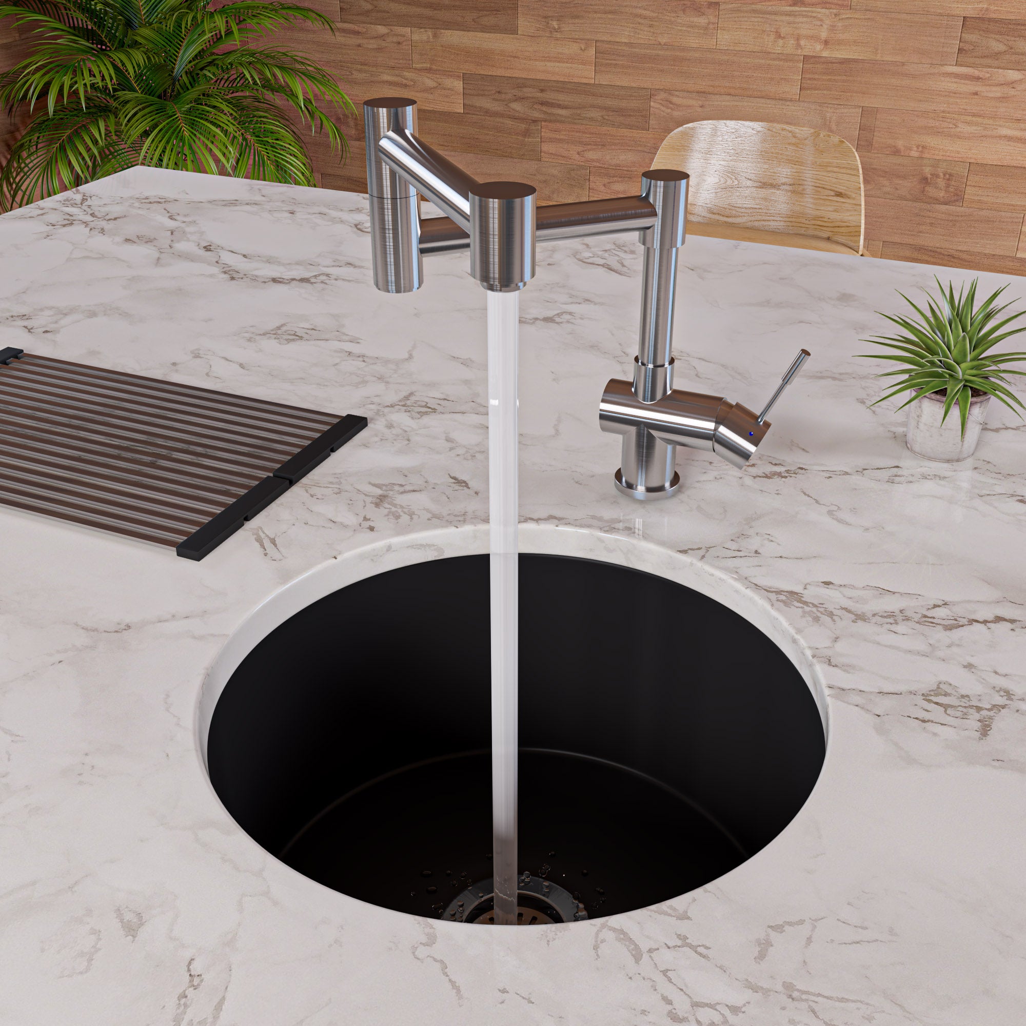 ALFI brand ABF1818R Round 18" x 18" Undermount / Drop In Fireclay Prep Sink