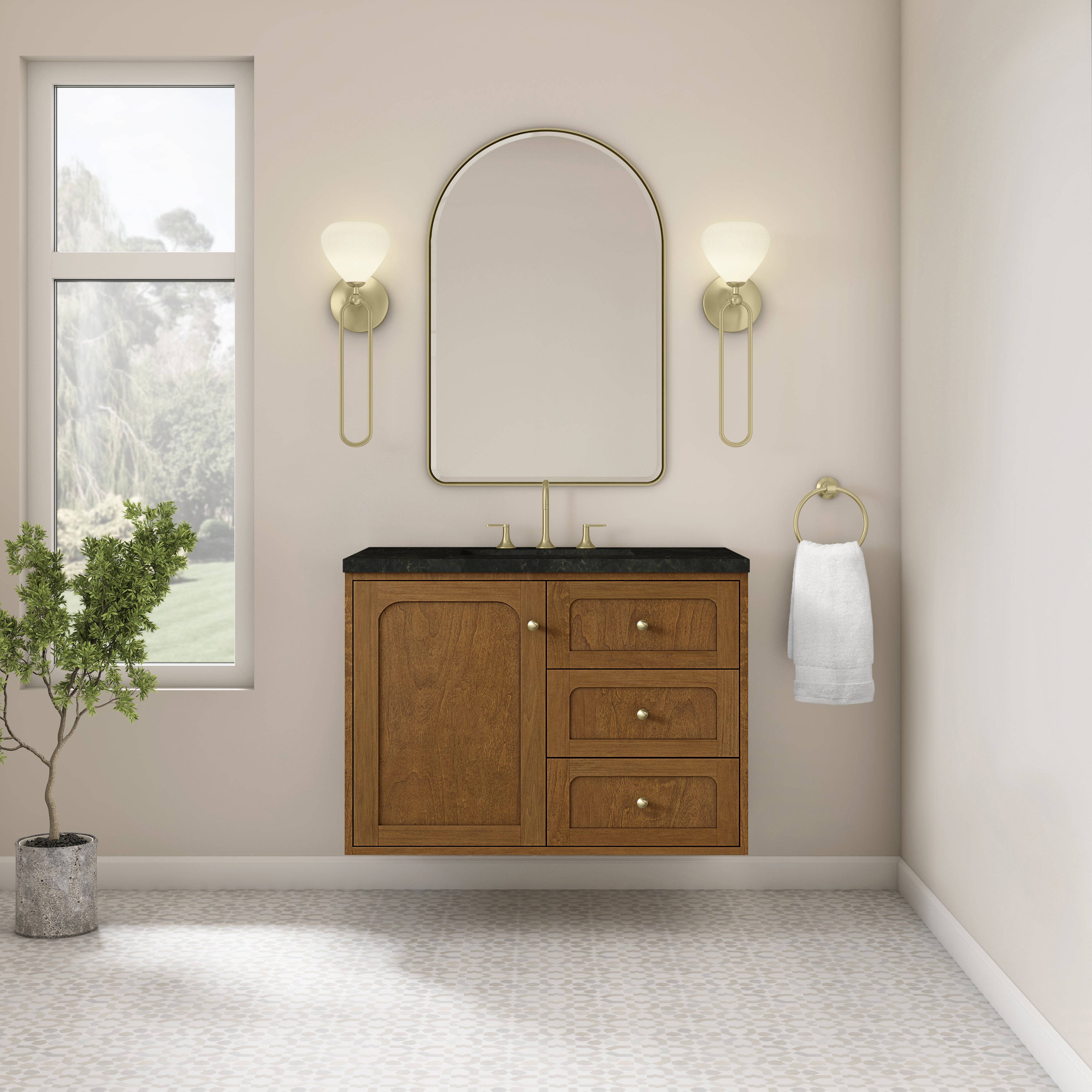 James Martin Laurent 36" Single Vanity in Honey Oak with 3cm Countertop