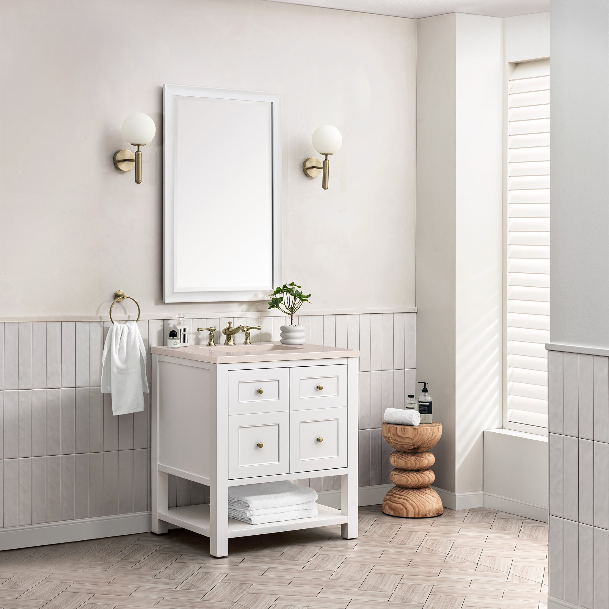James Martin Breckenridge 30" Single Vanity in Bright White with 3cm Countertop