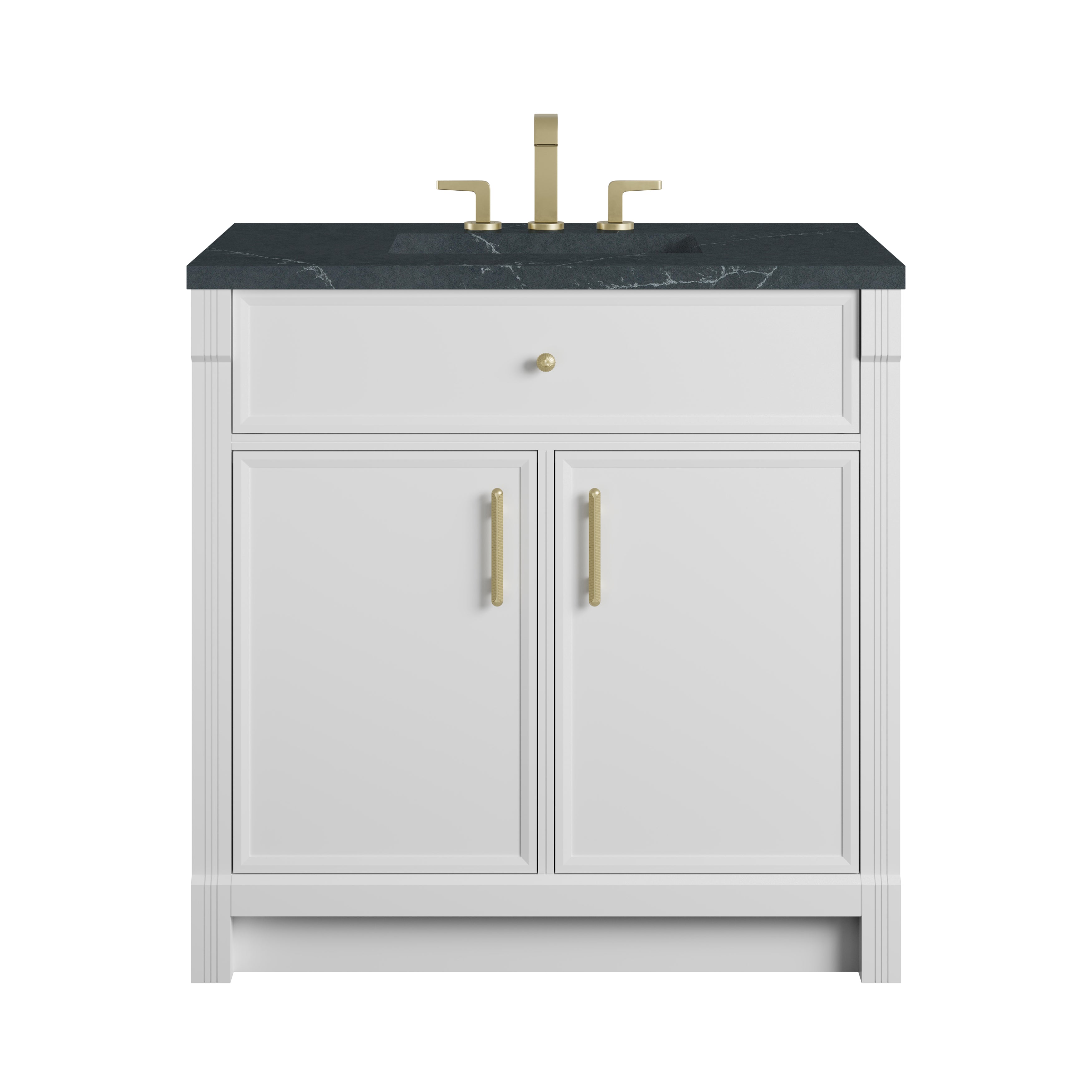 James Martin Bellshire 36" Single Vanity in Bright White with 3cm Countertop