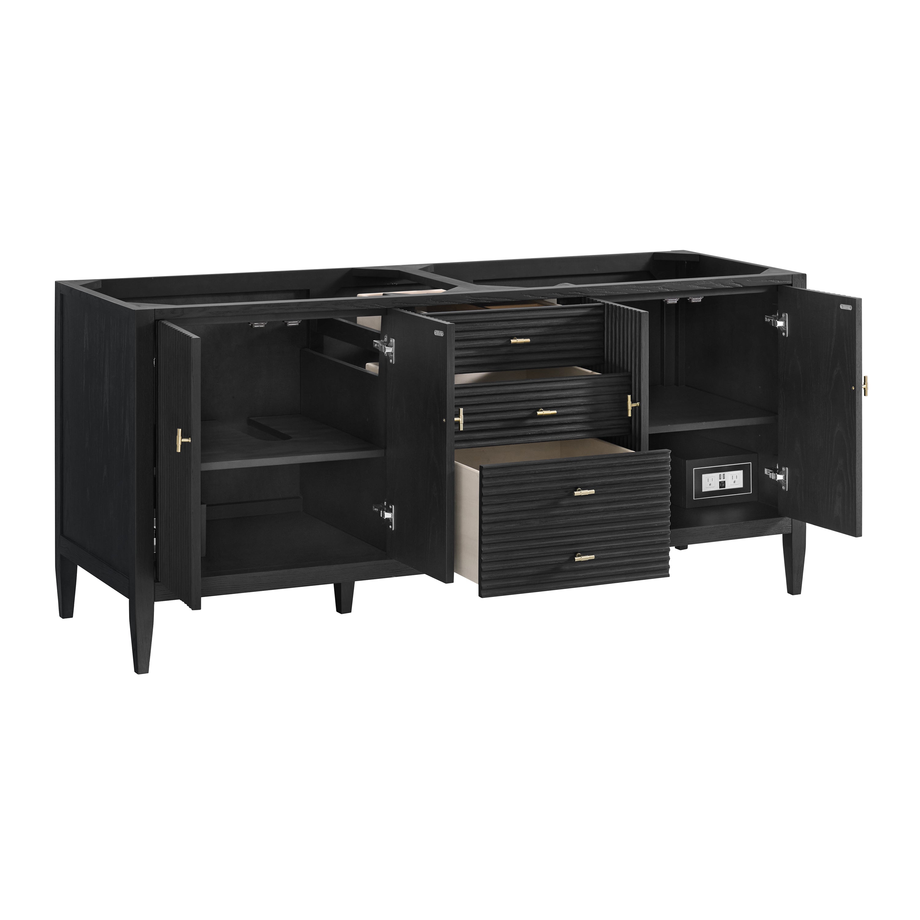 James Martin Myrrin 72" Double Vanity in Carbon Oak with 3cm Countertop and FreePower Wireless Charger
