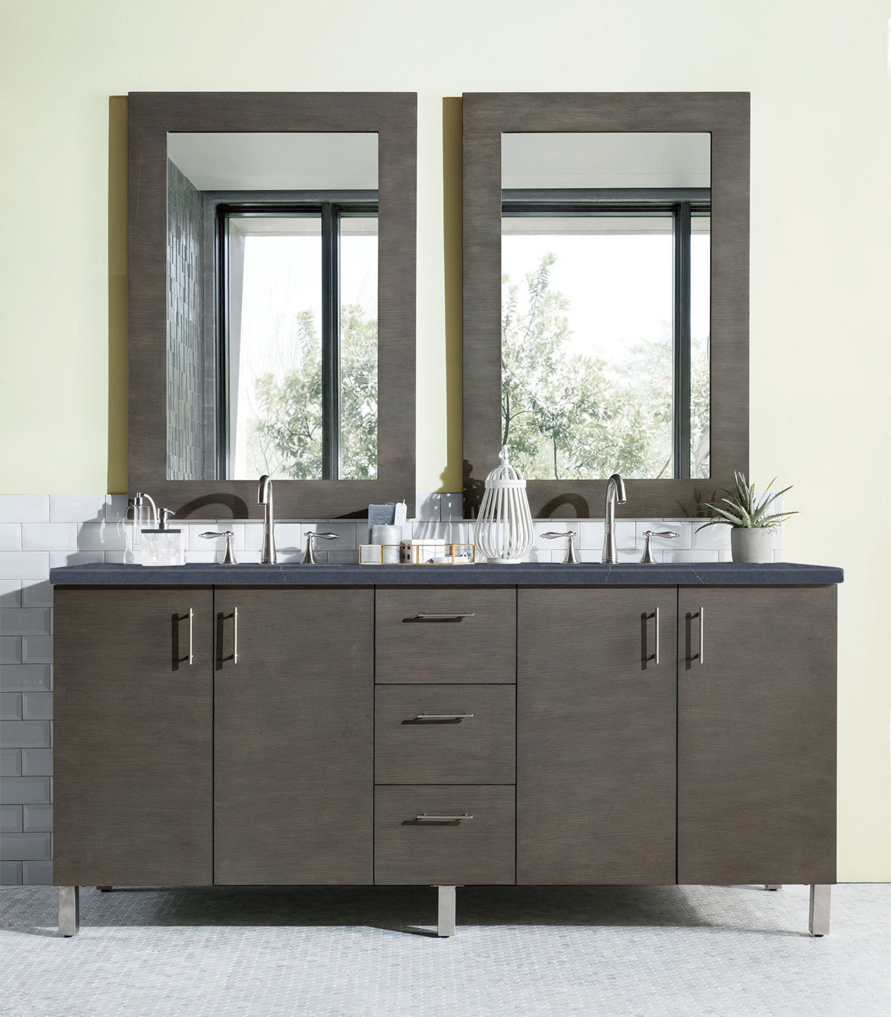 James Martin Metropolitan 72" Double Vanity in Silver Oak with 3cm Countertop