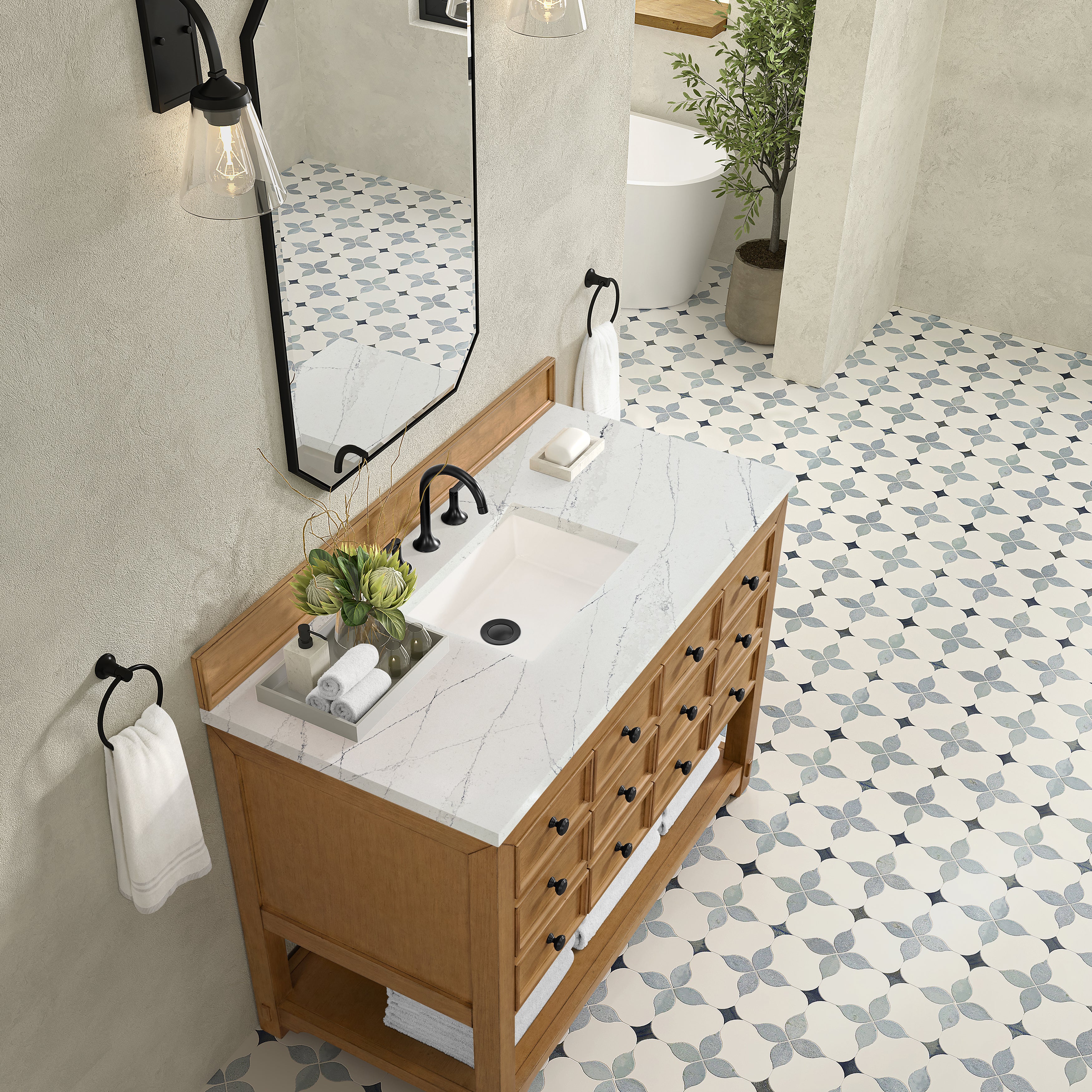 James Martin Malibu 48" Single Vanity in Amber Birch with 3cm Countertop
