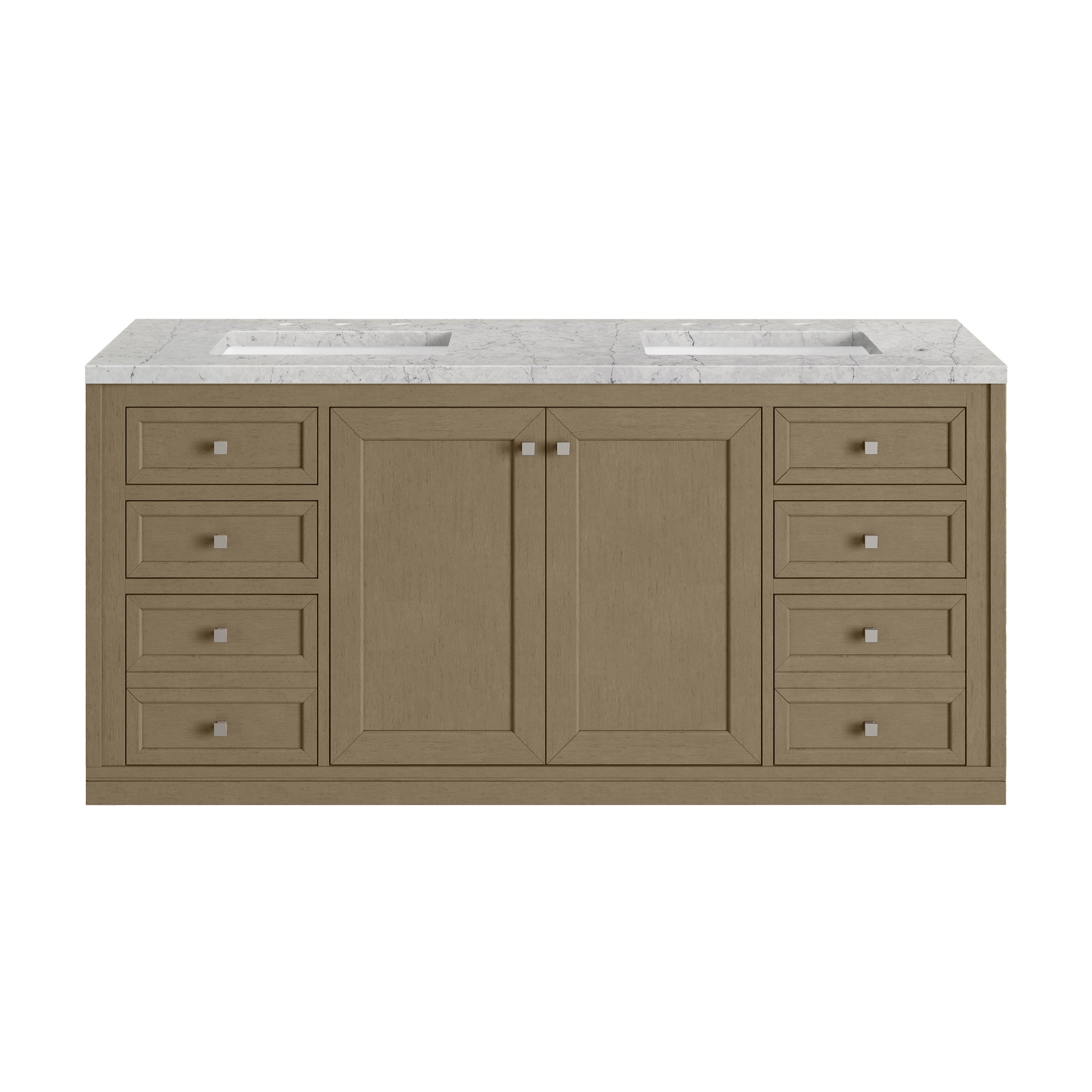 James Martin Chicago 60" Double Vanity in Walnut Whisper with 3cm Countertop