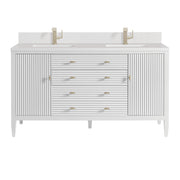 James Martin Myrrin 60" Double Vanity in Bright White with 3cm Countertop