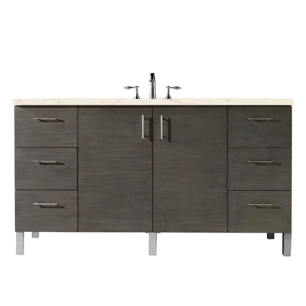 James Martin Metropolitan 60" Single Vanity in Silver Oak with 3cm Countertop