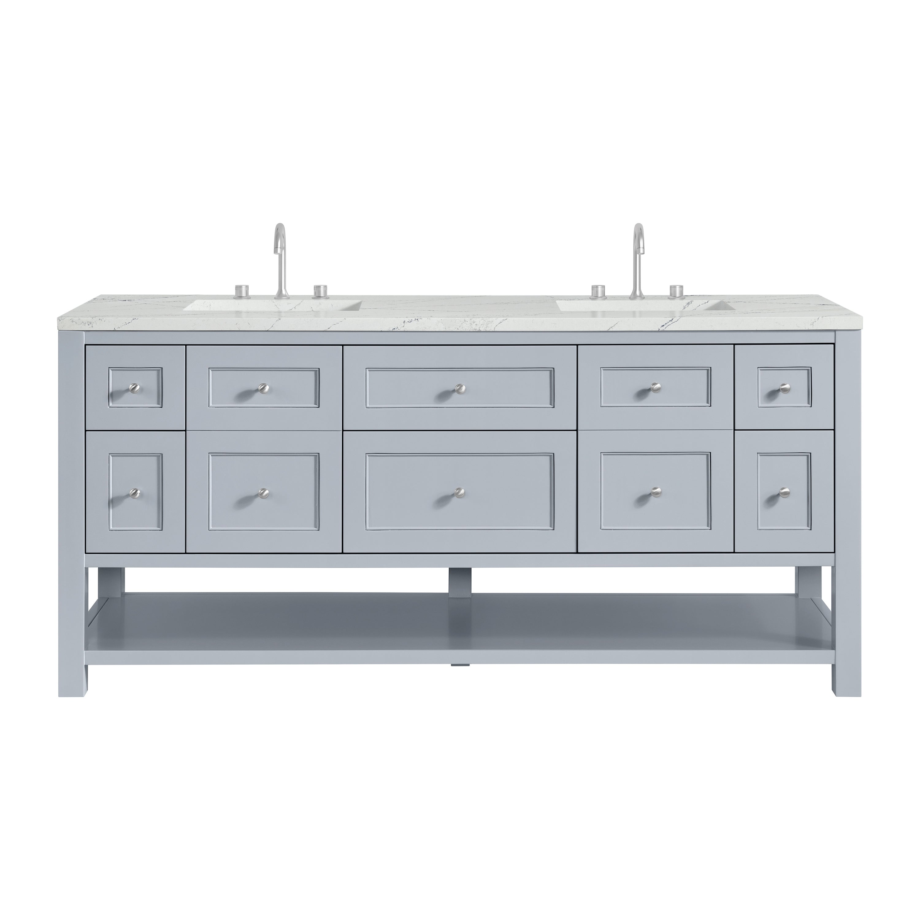 James Martin Breckenridge 72" Double Vanity in Serenity Blue with 3cm Countertop and FreePower Wireless Charger