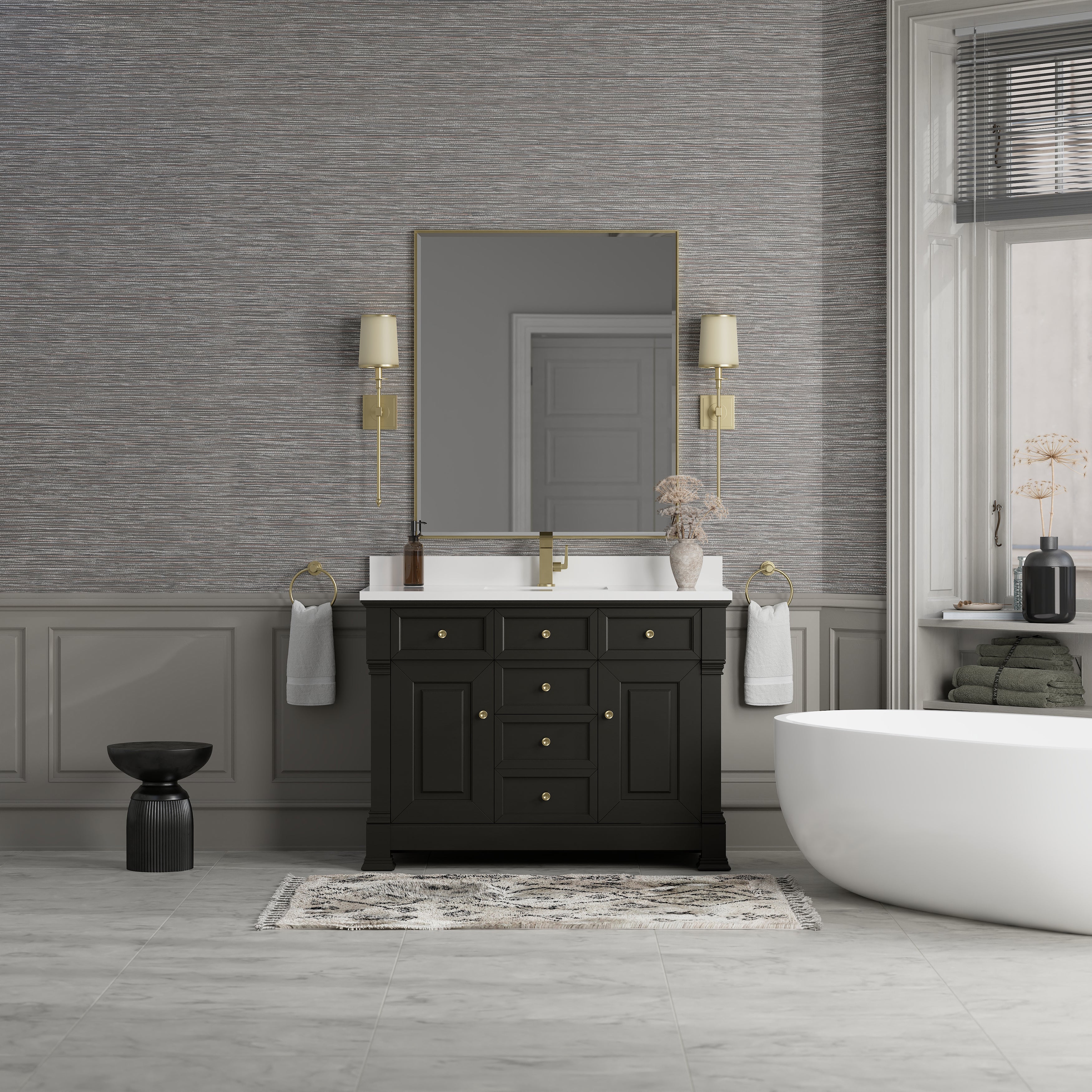 James Martin Brookfield 48" Single Vanity in Black Onyx with 3cm Countertop