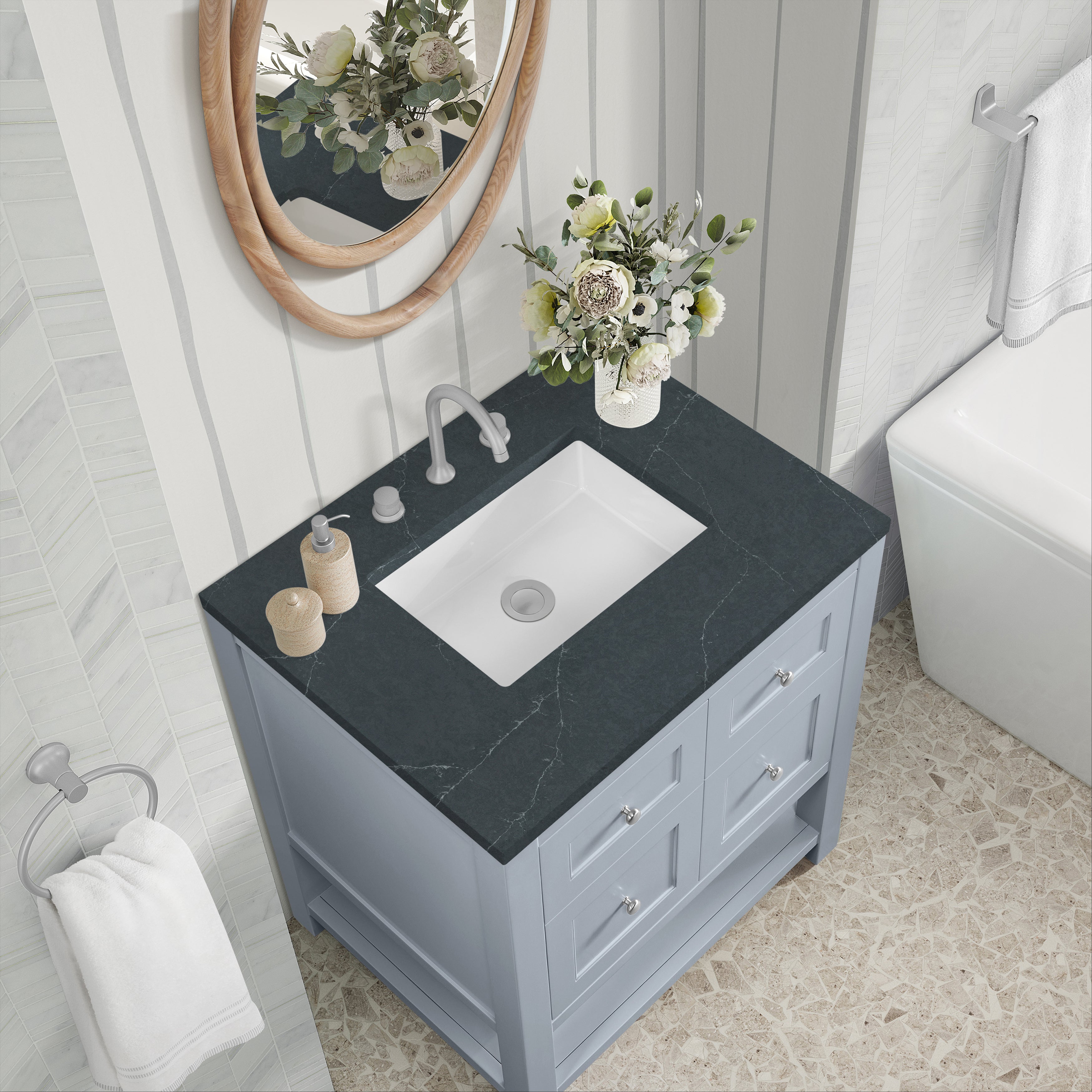 James Martin Breckenridge 30" Single in Serenity Blue with 3cm Countertop