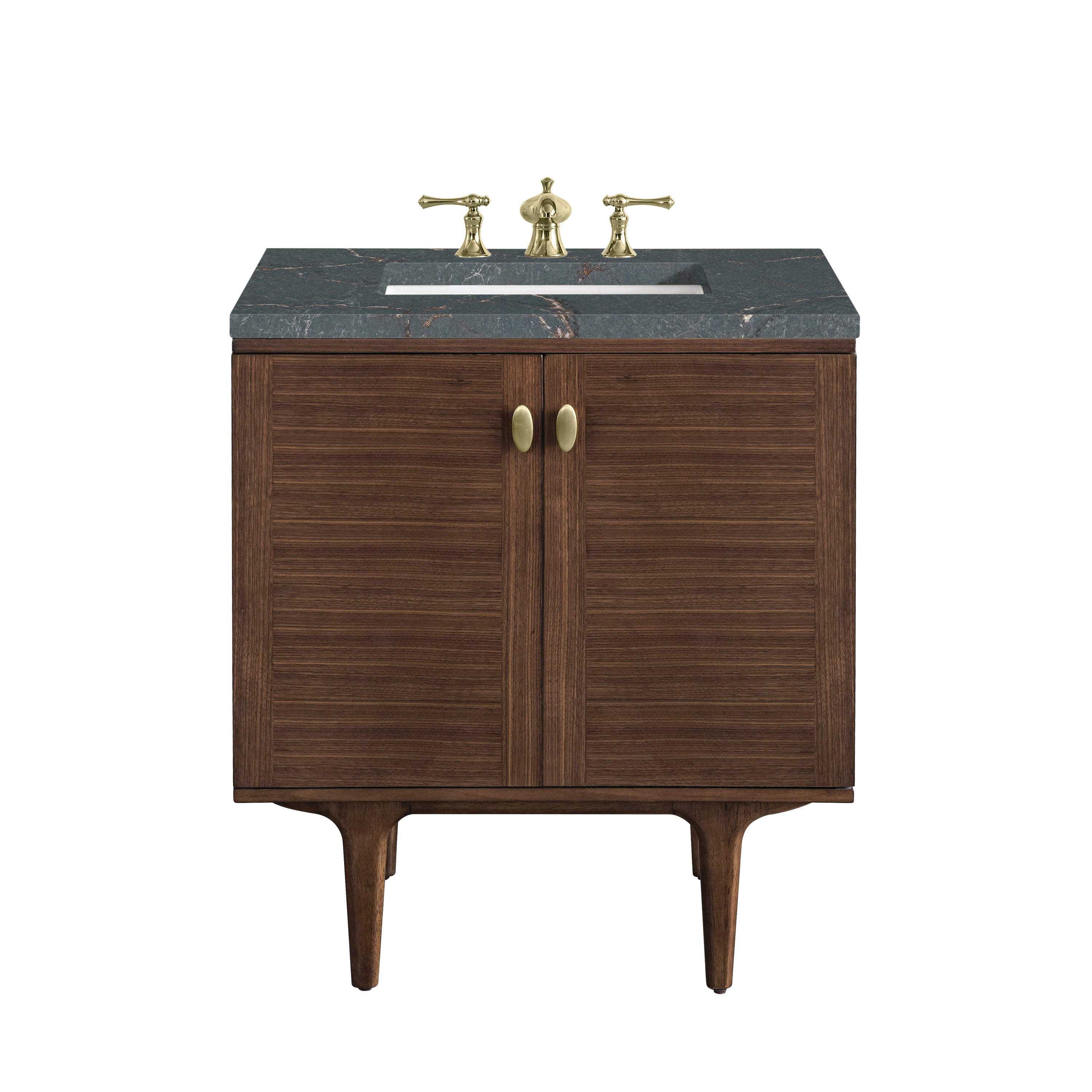 James Martin Amberly 30" Single Vanity in Mid-Century Walnut with 3cm Countertop