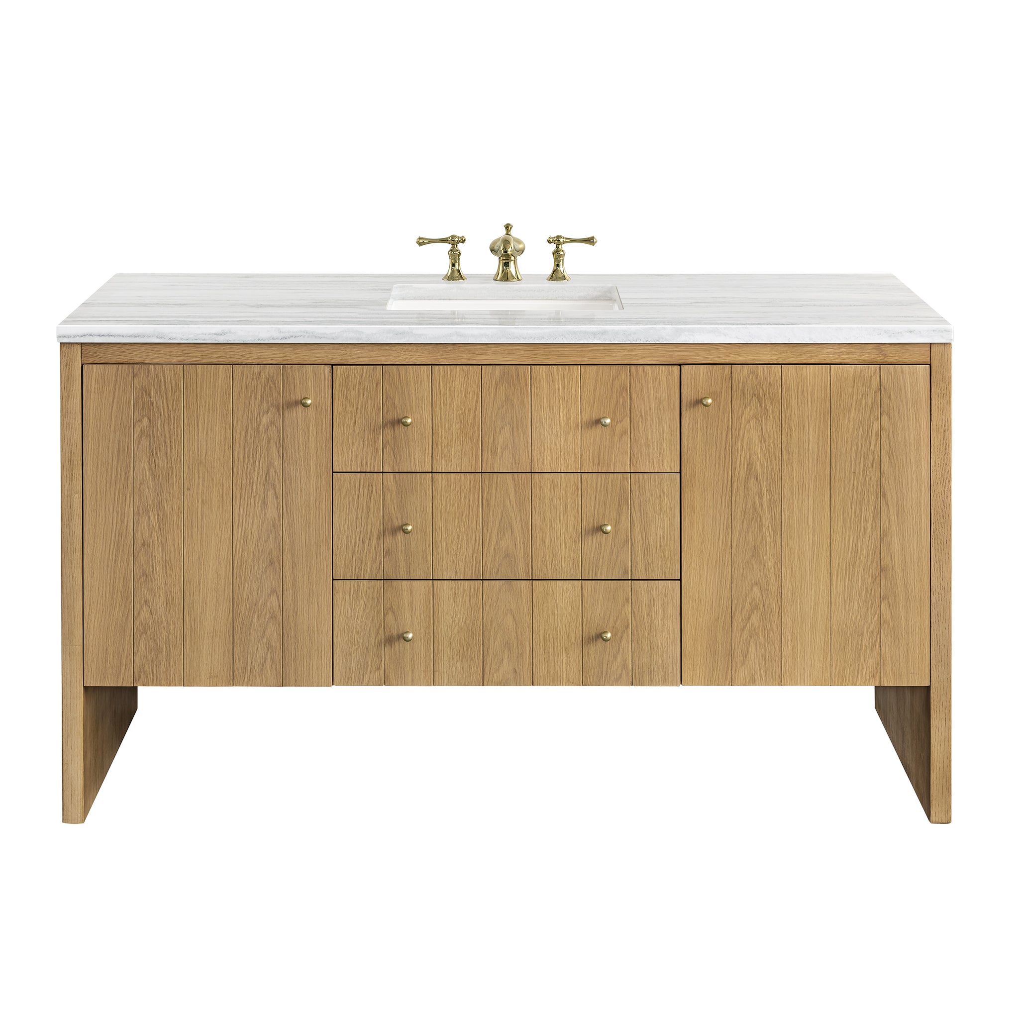James Martin Hudson 60" Single Vanity in Light Natural Oak with 3cm Countertop