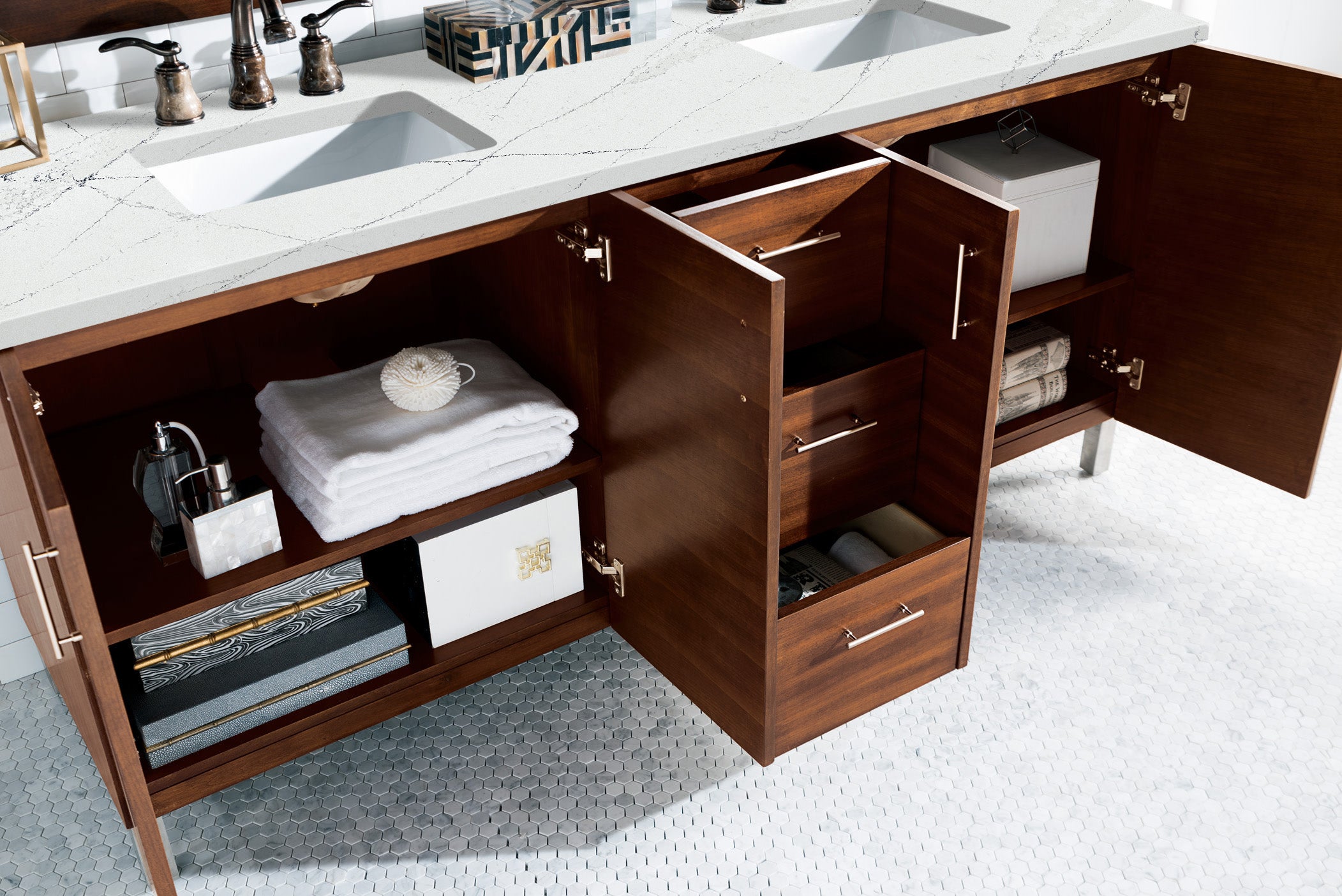 James Martin Metropolitan 72" Double Vanity in American Walnut with 3cm Countertop