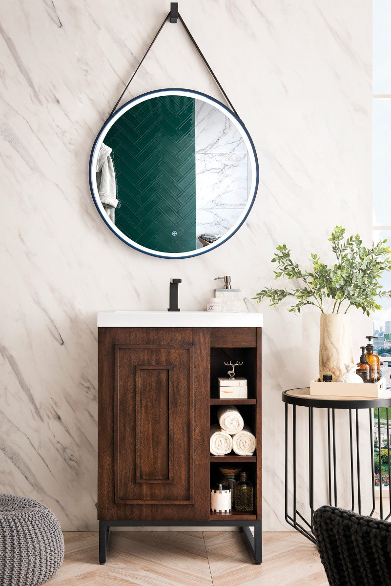 Alicante 24" Single Vanity with White Glossy Composite Stone Top