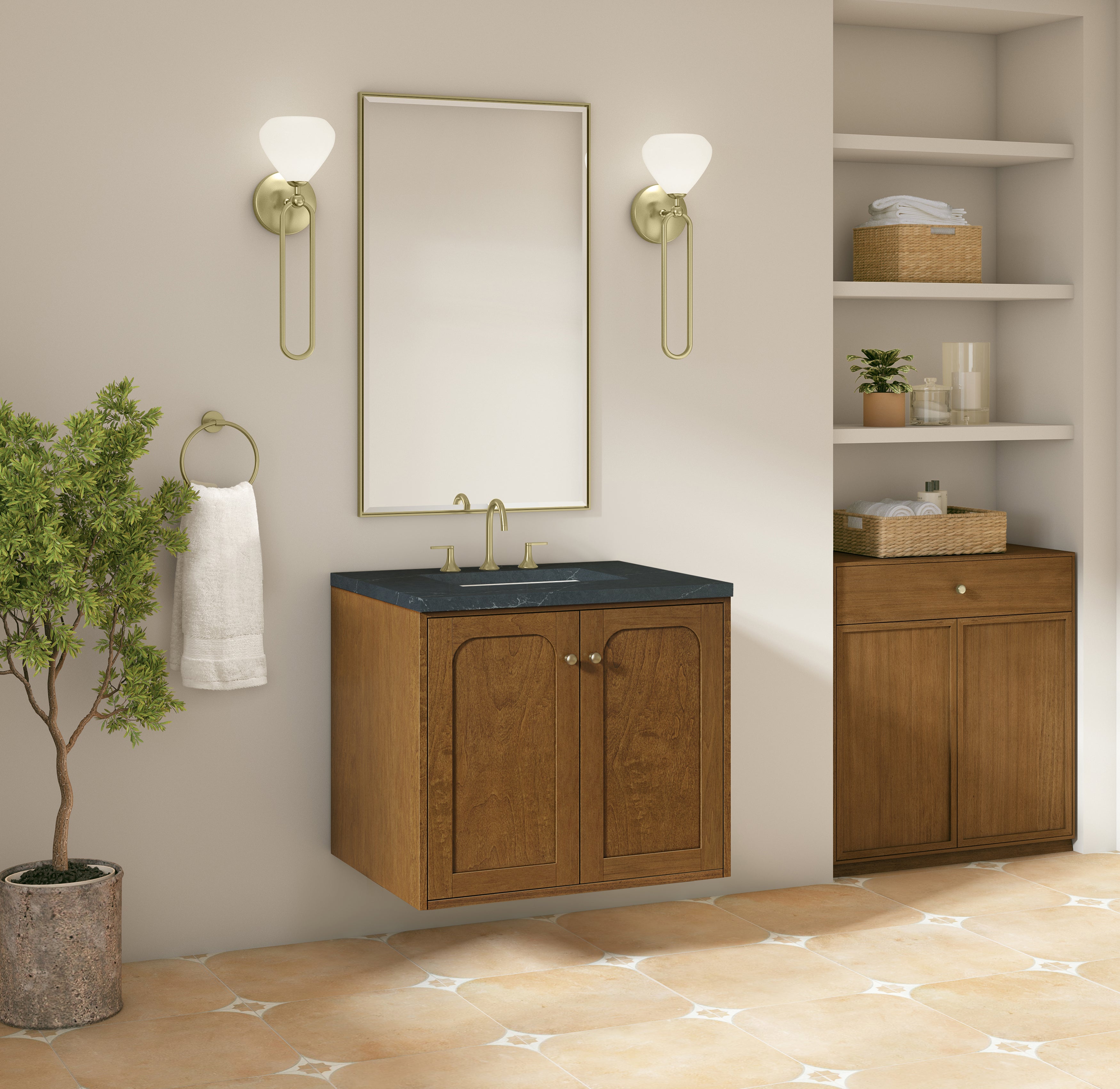 James Martin Laurent 30" Single Vanity in Honey Oak with 3cm Countertop