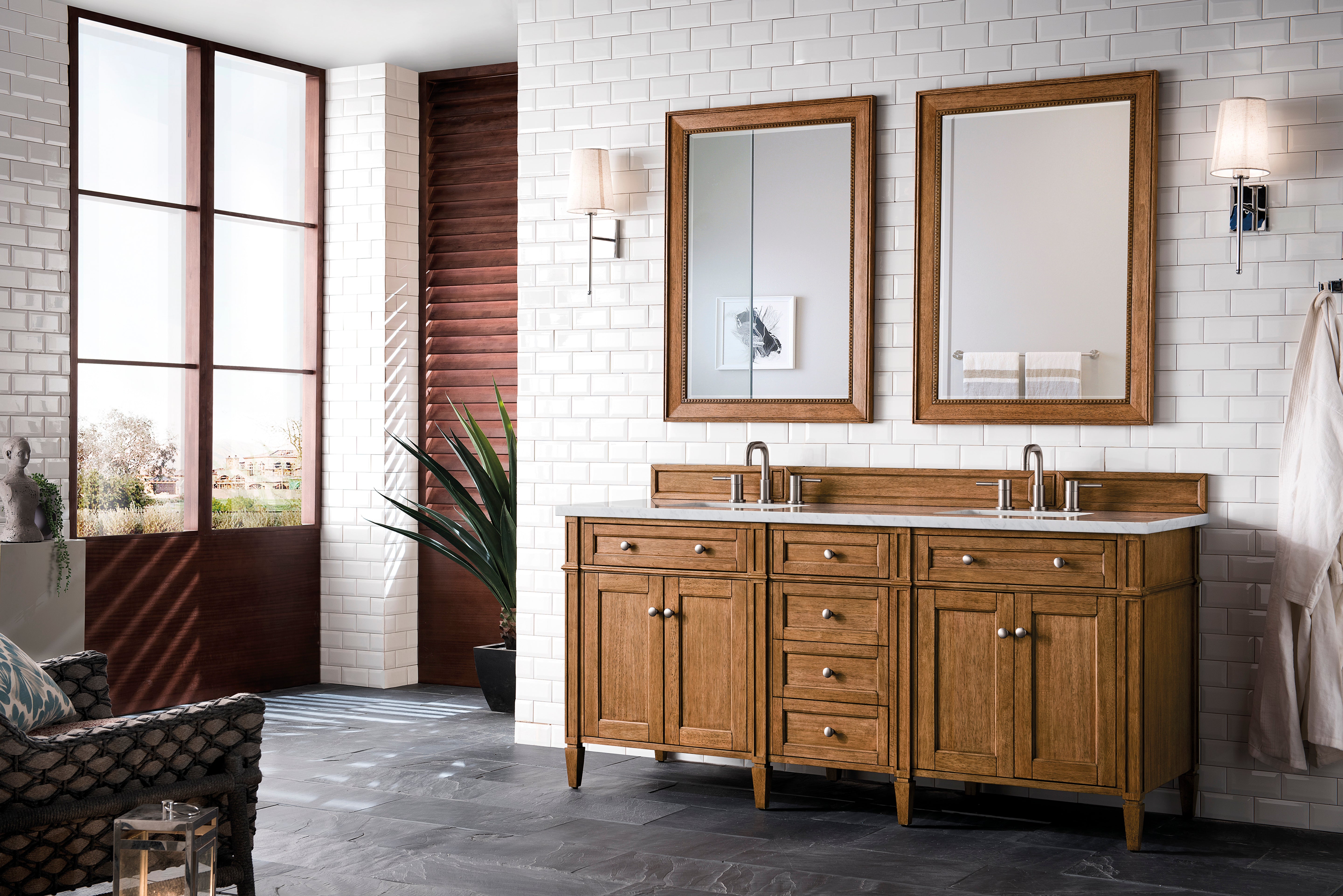 James Martin Brittany 72" Double Vanity in Saddle Brown with 3cm Countertop