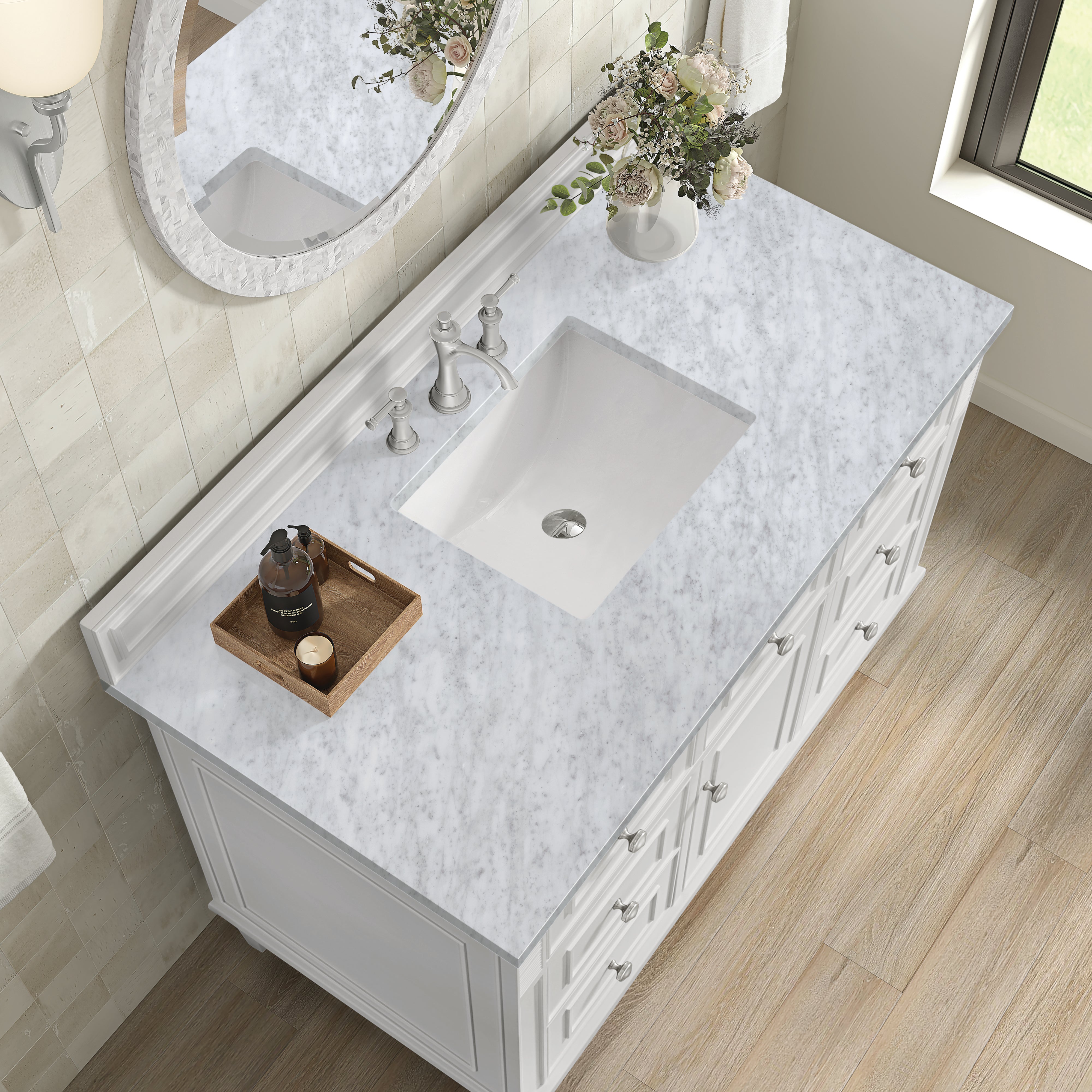 James Martin Lorelai 48" Single Vanity in Bright White with 3cm Countertop