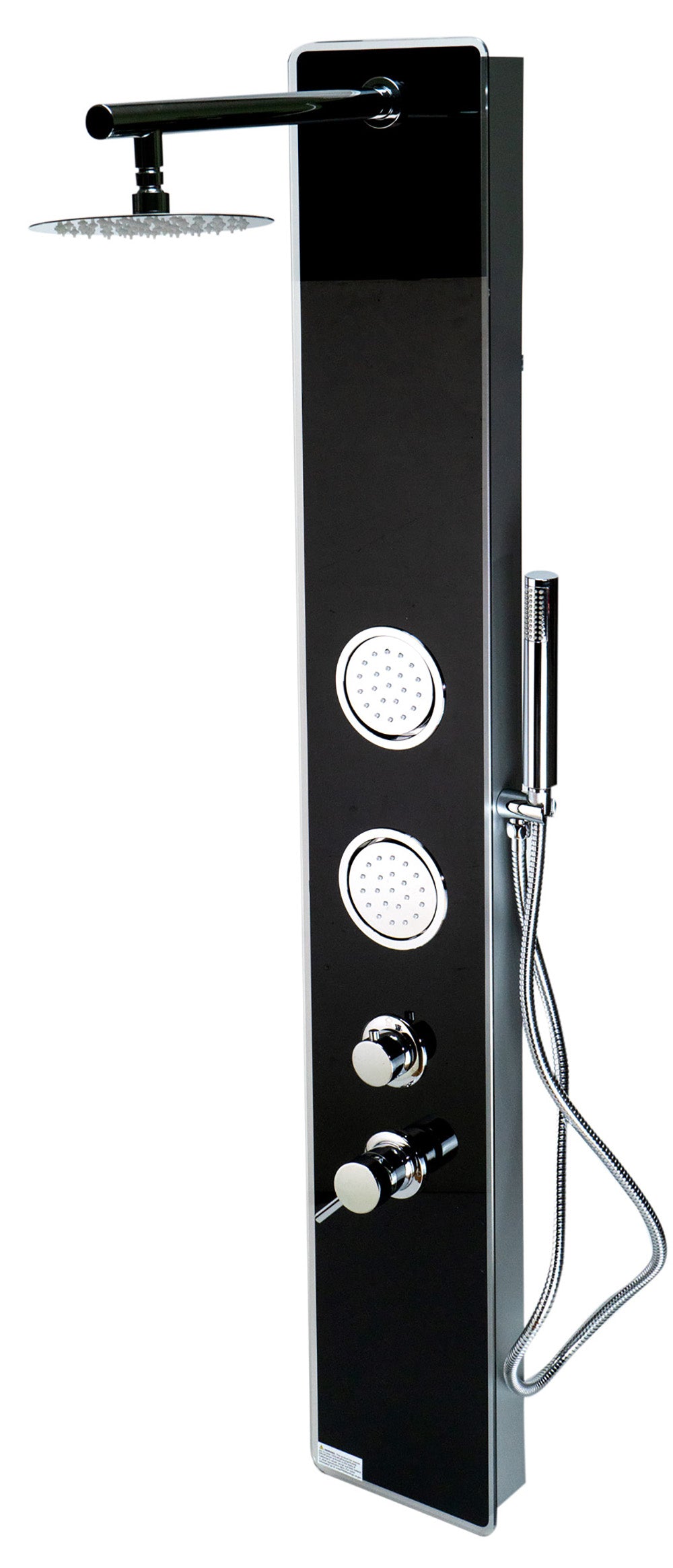 ALFI brand  ABSP55B Black Glass Shower Panel with 2 Body Sprays and Rain Shower Head