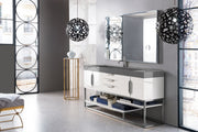 James Martin Columbia 72" Single Vanity in Glossy White with Dusk Grey Glossy Composite Stone Top