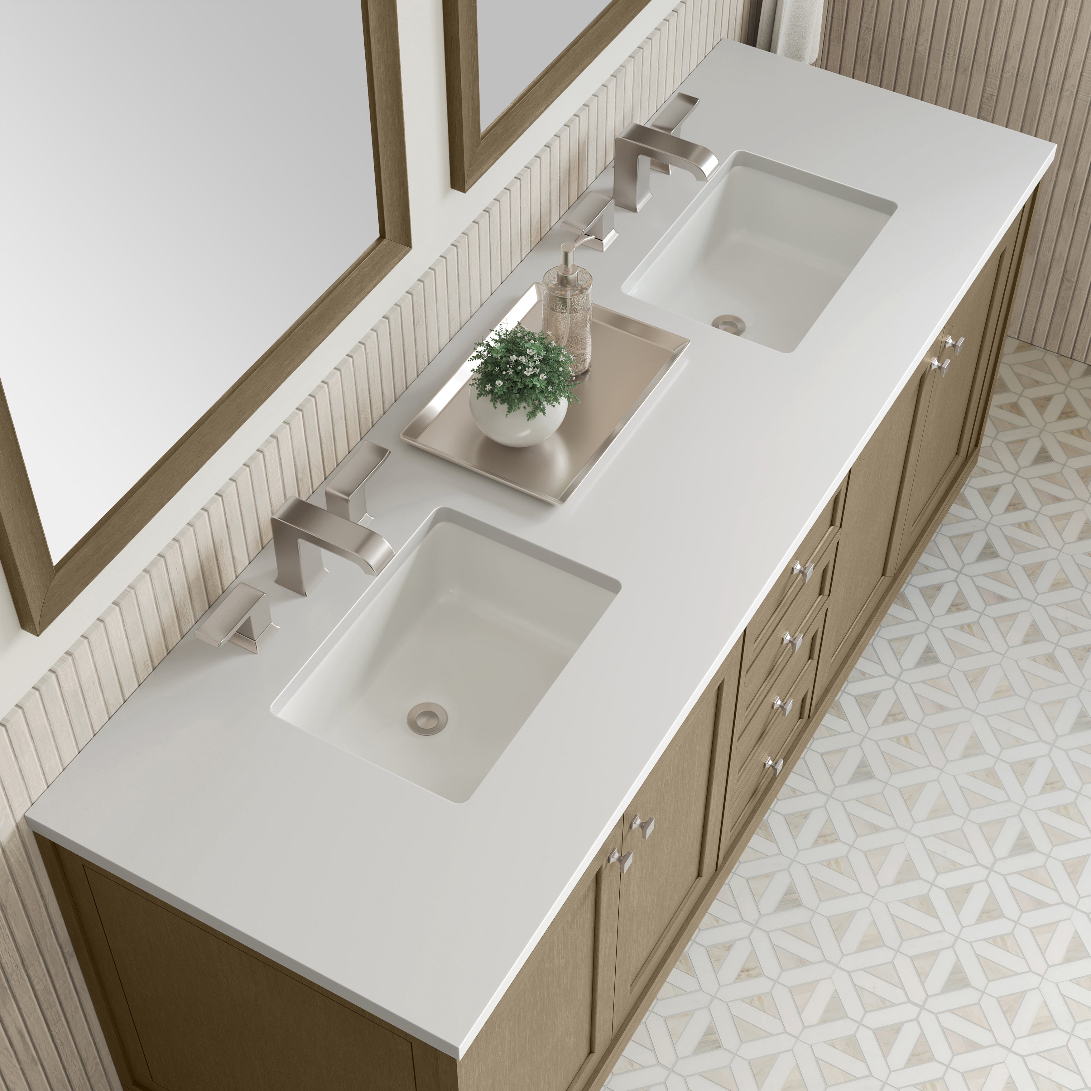 James Martin Chicago 72" Double Vanity in Walnut Whisper with 3cm Countertop
