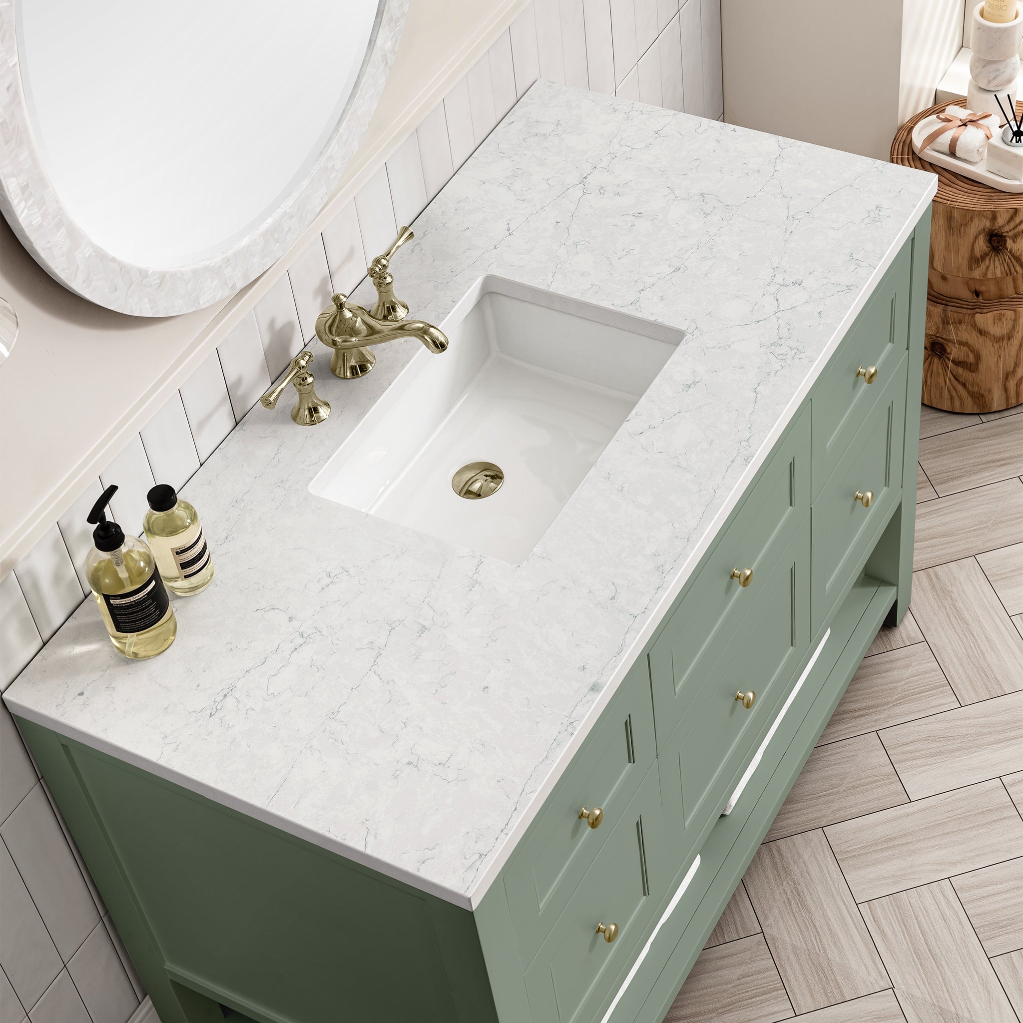 James Martin Breckenridge 48" Single Vanity in Smokey Celadon with 3cm Countertop
