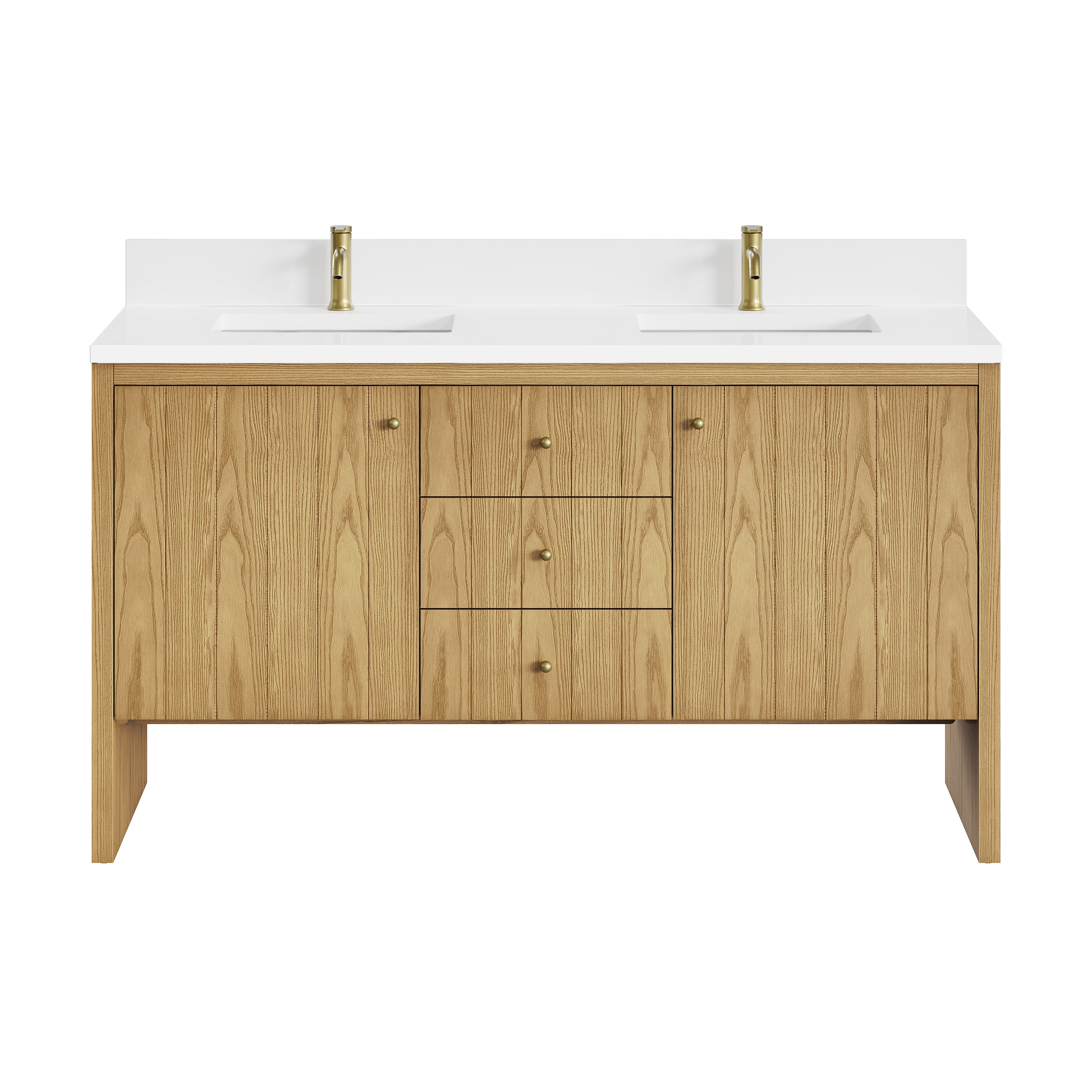 James Martin Hudson 60" Double Vanity in Light Natural Oak with 3cm Countertop