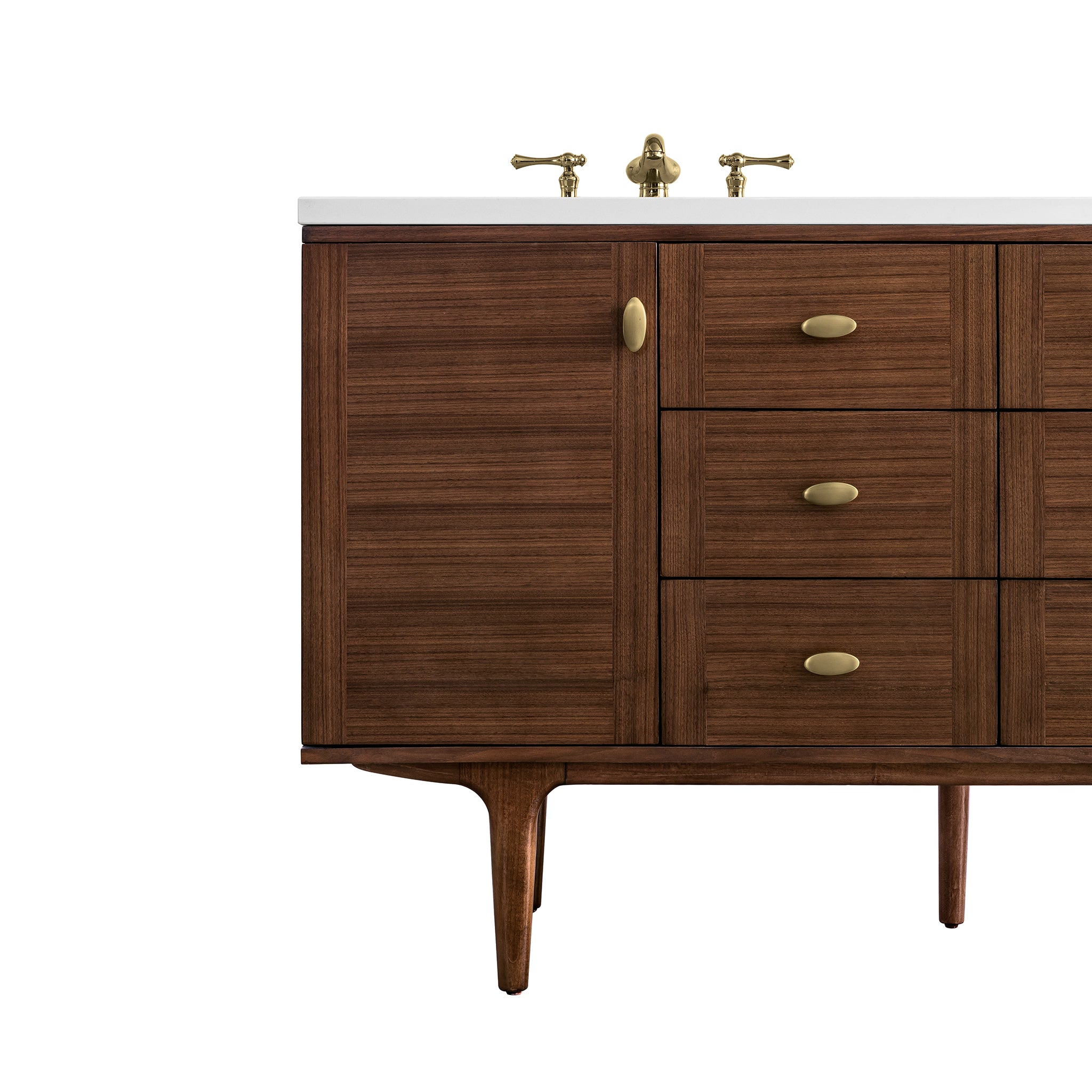 James Martin Amberly 60" Double Vanity in Mid-Century Walnut with 3cm Countertop