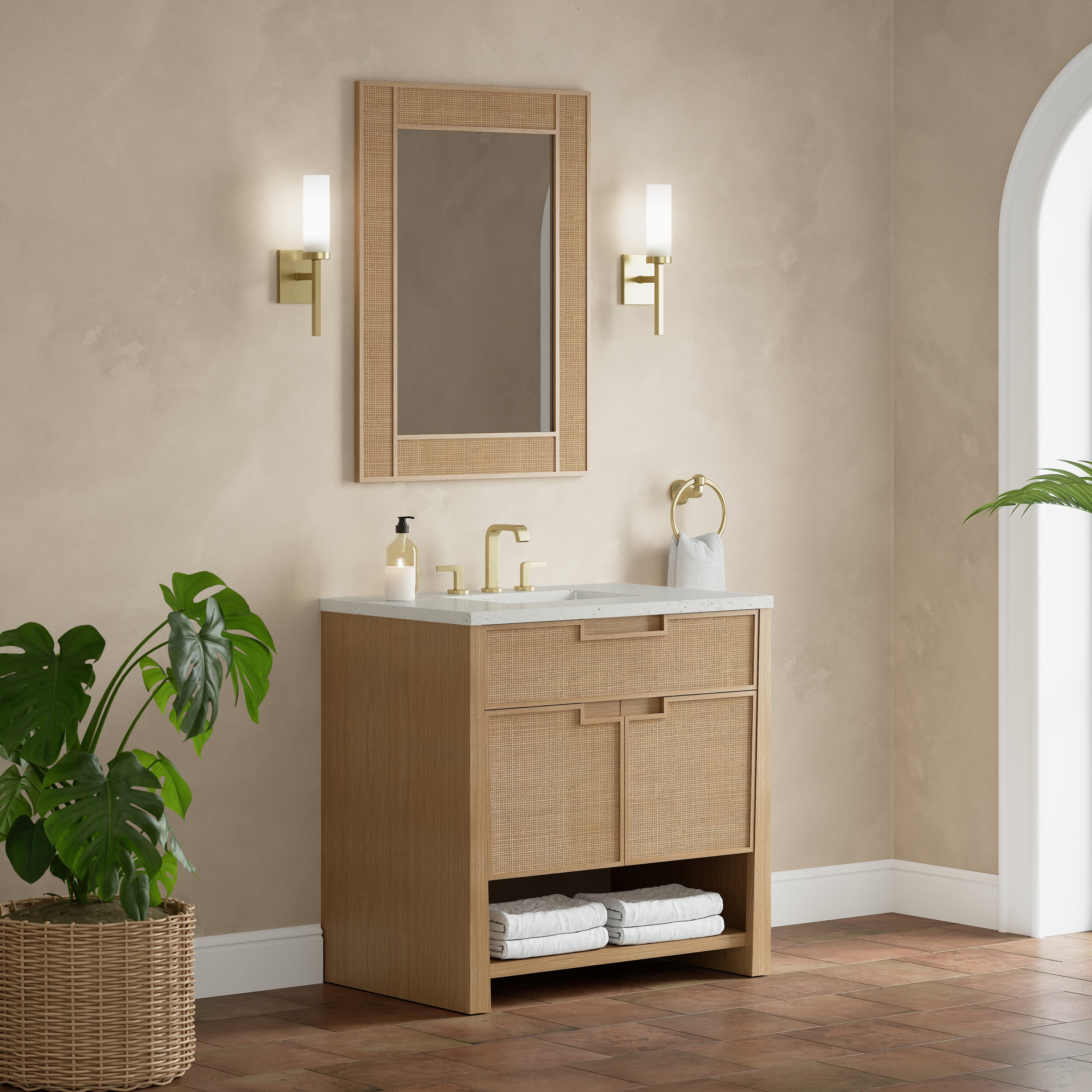 James Martin Solene 36" Single Vanity in Seaside Oak with 3cm Countertop