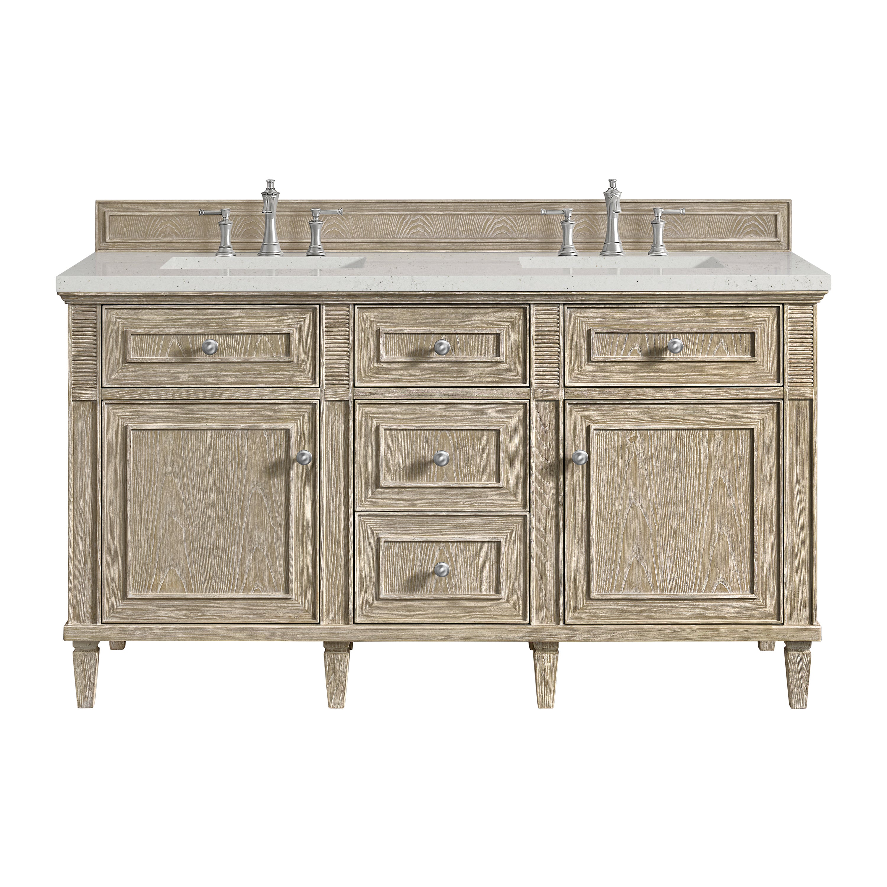 James Martin Lorelai 60" Double Vanity in Whitewashed Oak with 3cm Countertop