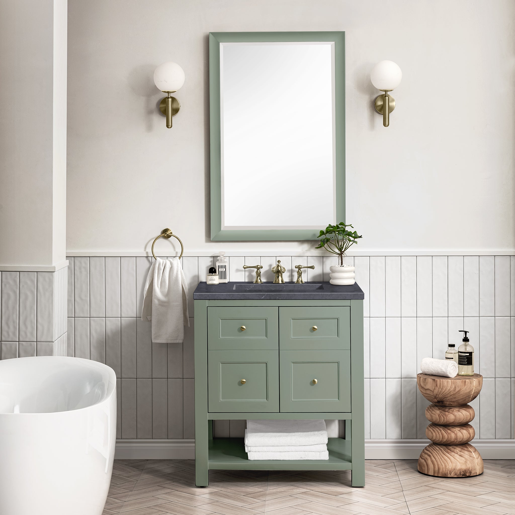 James Martin Breckenridge 30" Single Vanity in Smokey Celadon with 3cm Countertop