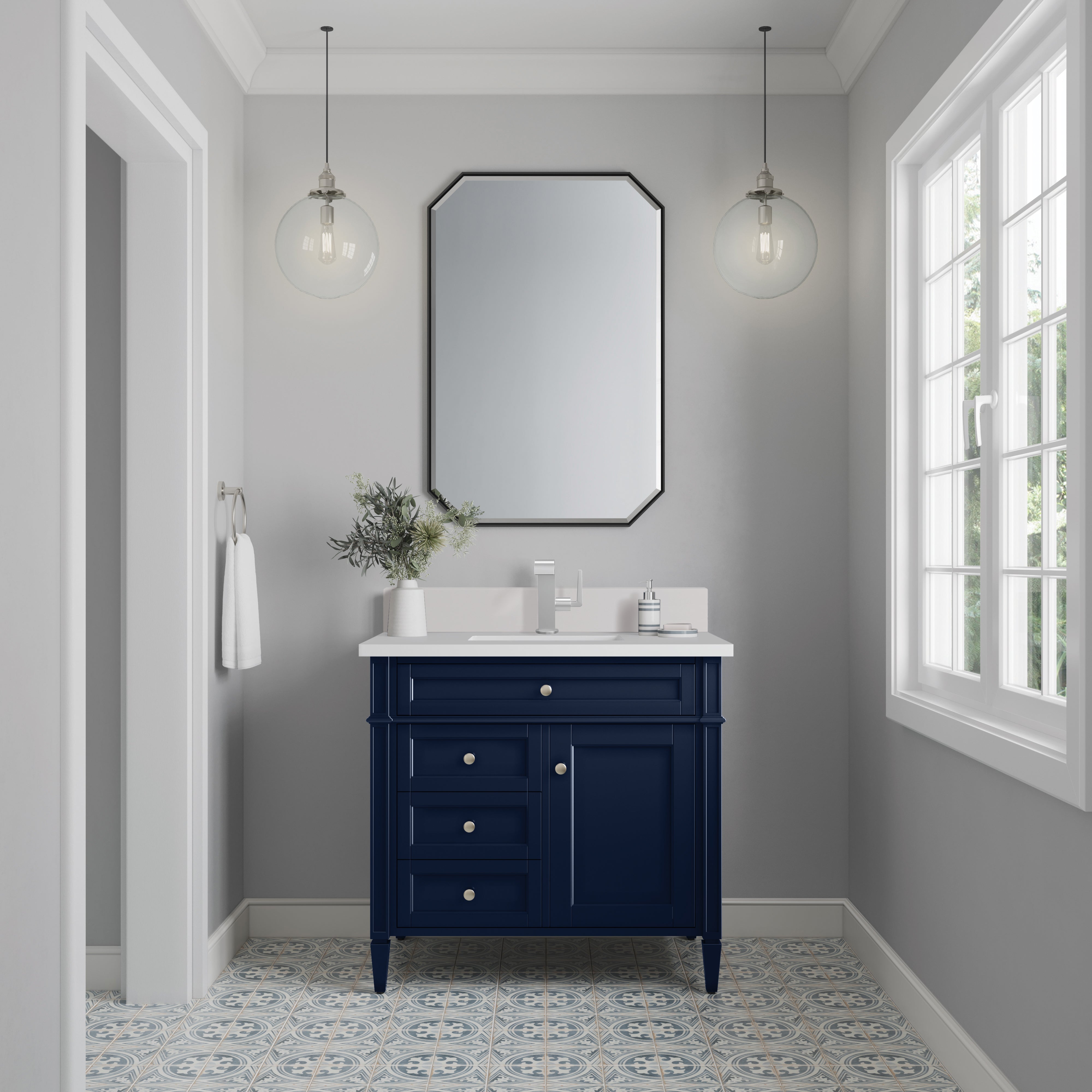 James Martin Brittany 36" Single Vanity in Victory Bleu with 3cm Countertop