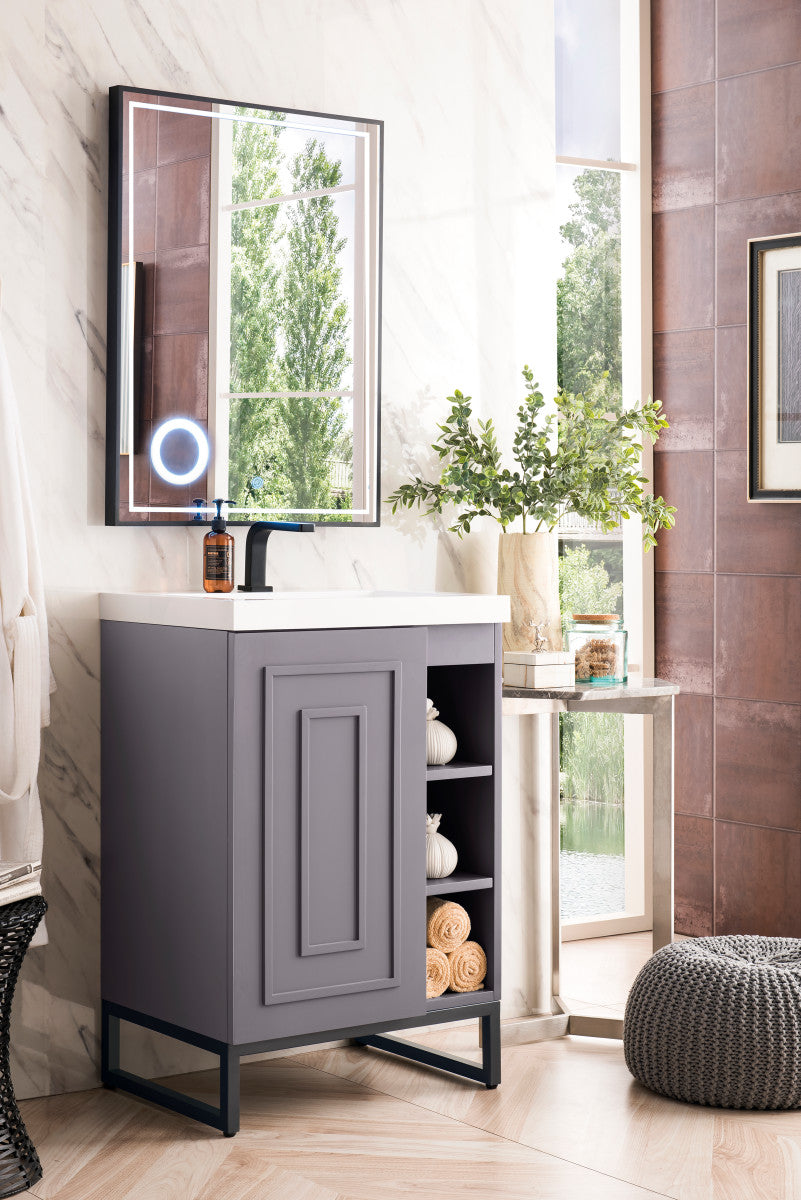 Alicante 24" Single Vanity with White Glossy Composite Stone Top