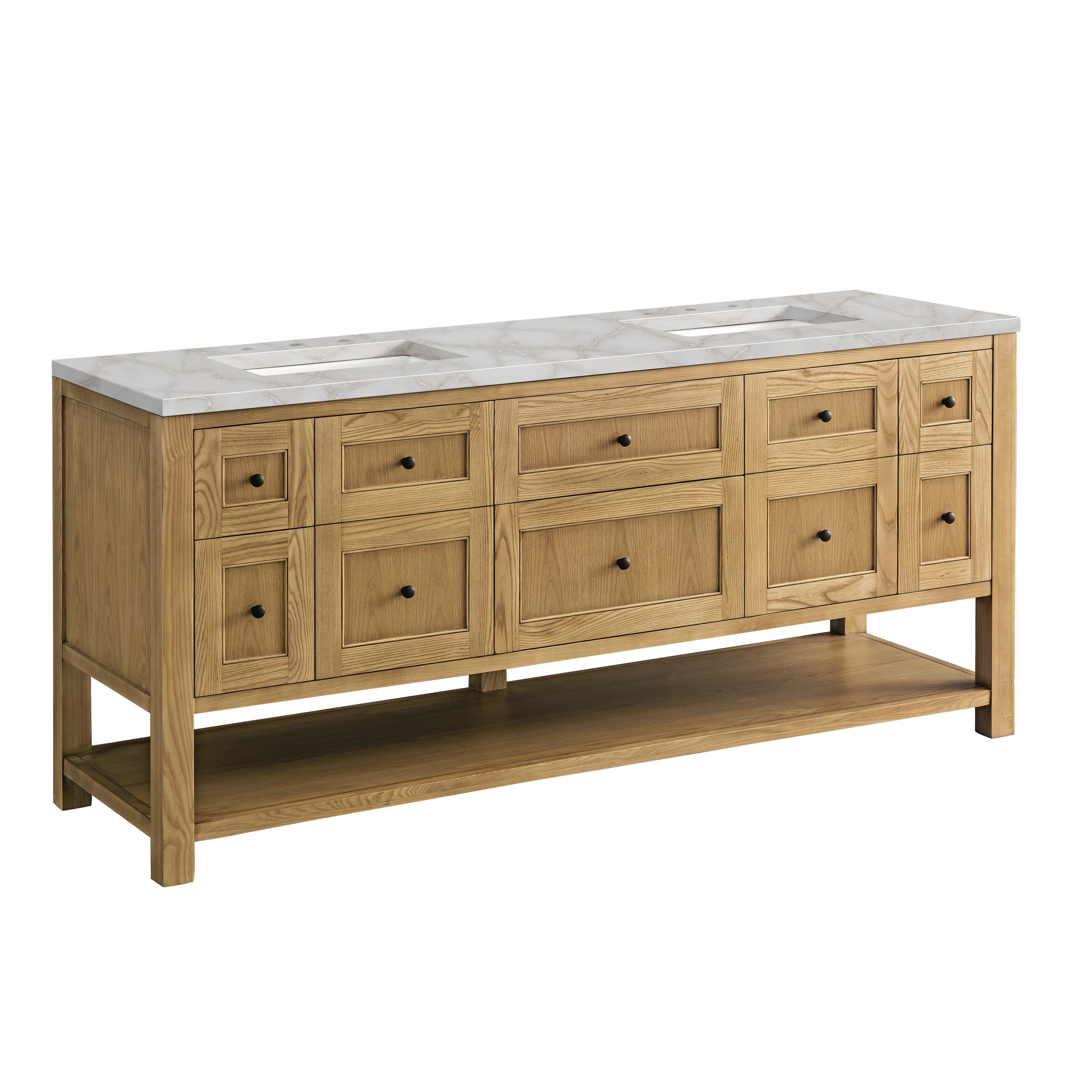 James Martin Breckenridge 72" Double Vanity in Light Natural Oak with 3cm Countertop and FreePower Wireless Charger