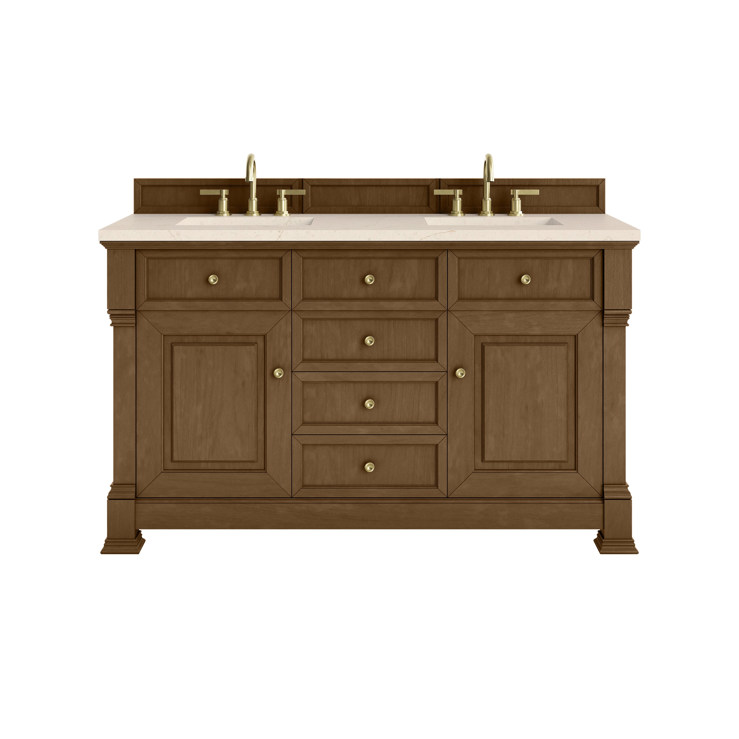 James Martin Brookfield 60" Double Vanity in Honey Oak with 3cm Countertop
