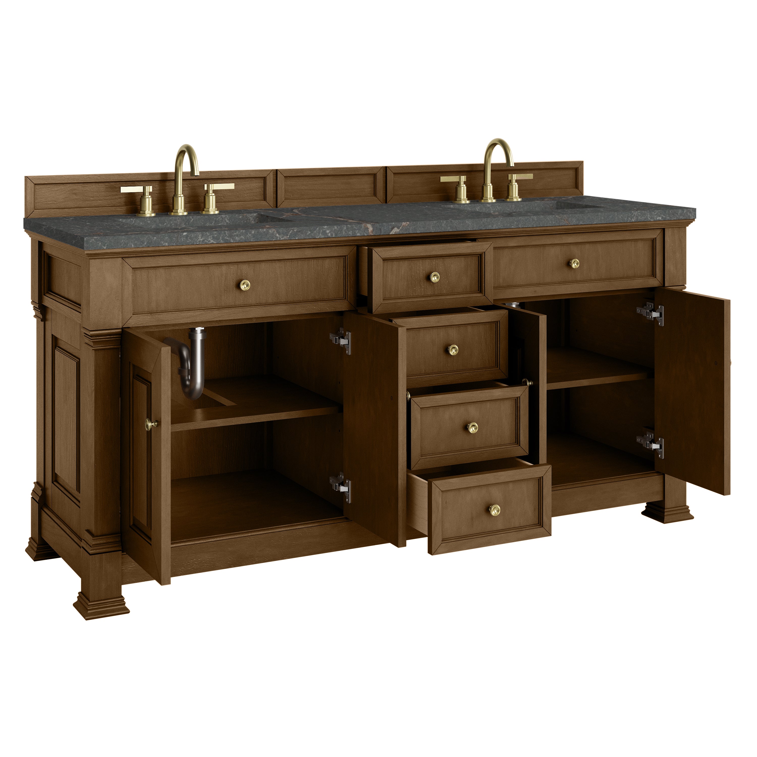 James Martin Brookfield 72" Double Vanity in Honey Oak with 3cm Countertop
