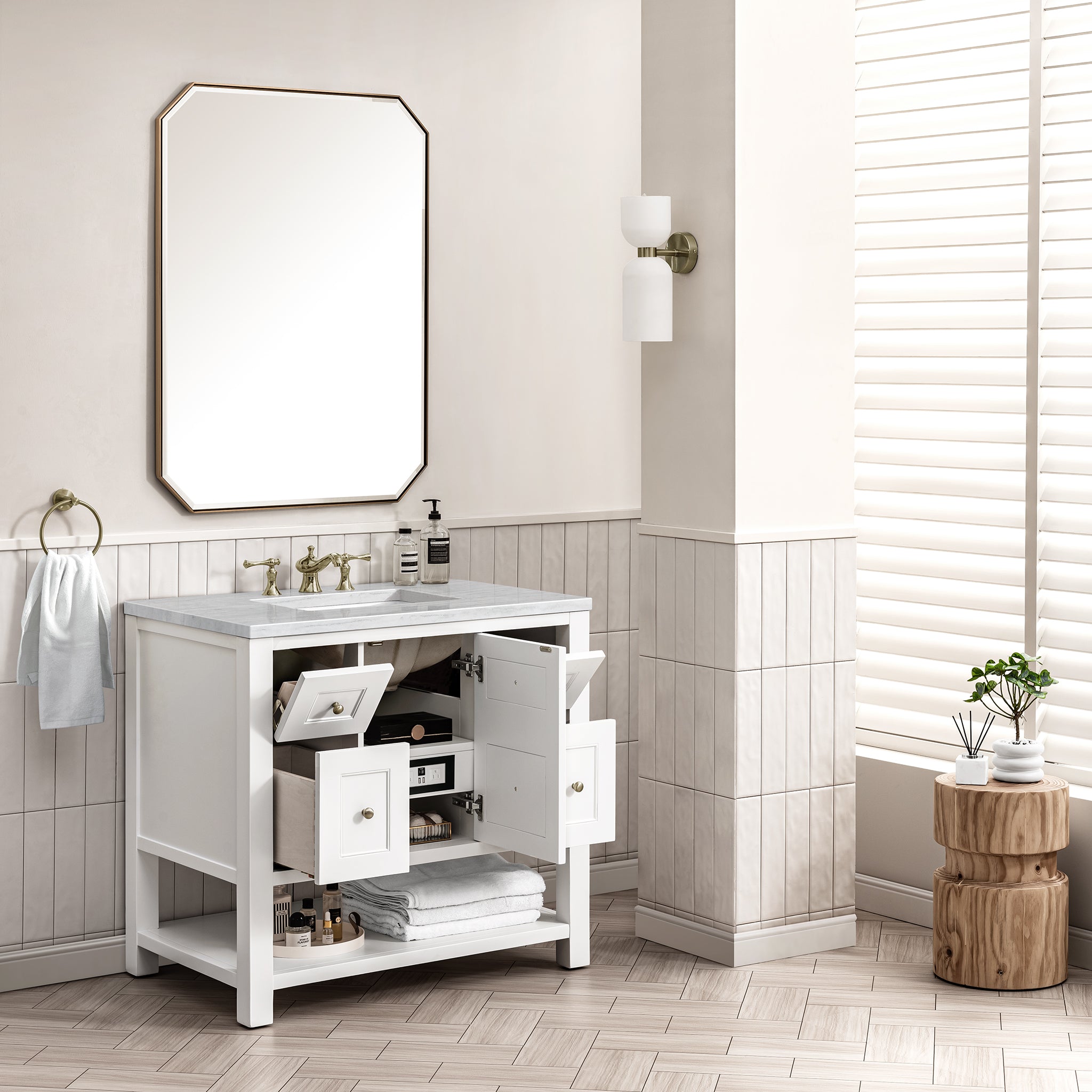 James Martin Breckenridge 36" Single Vanity in Bright White with 3cm Countertop