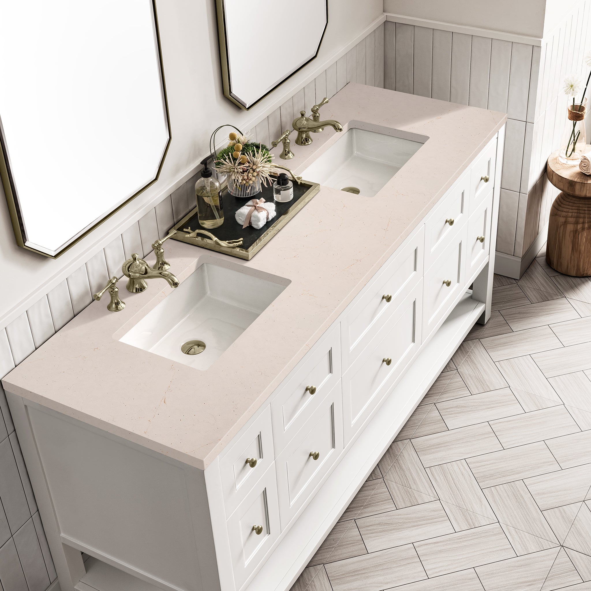James Martin Breckenridge 72" Double Vanity in Bright White with 3cm Countertop