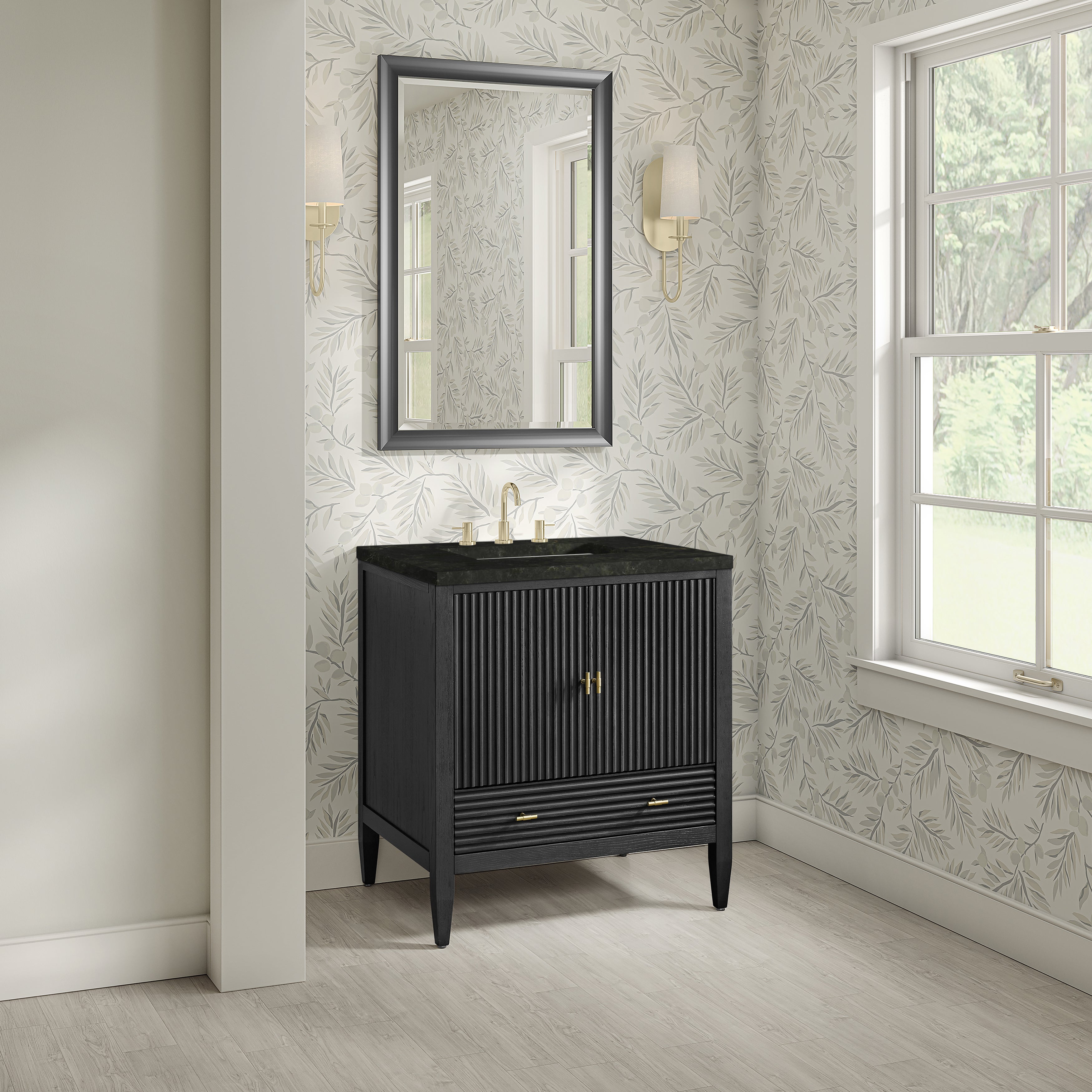 James Martin Myrrin 30" Single Vanity in Carbon Oak with 3cm Countertop