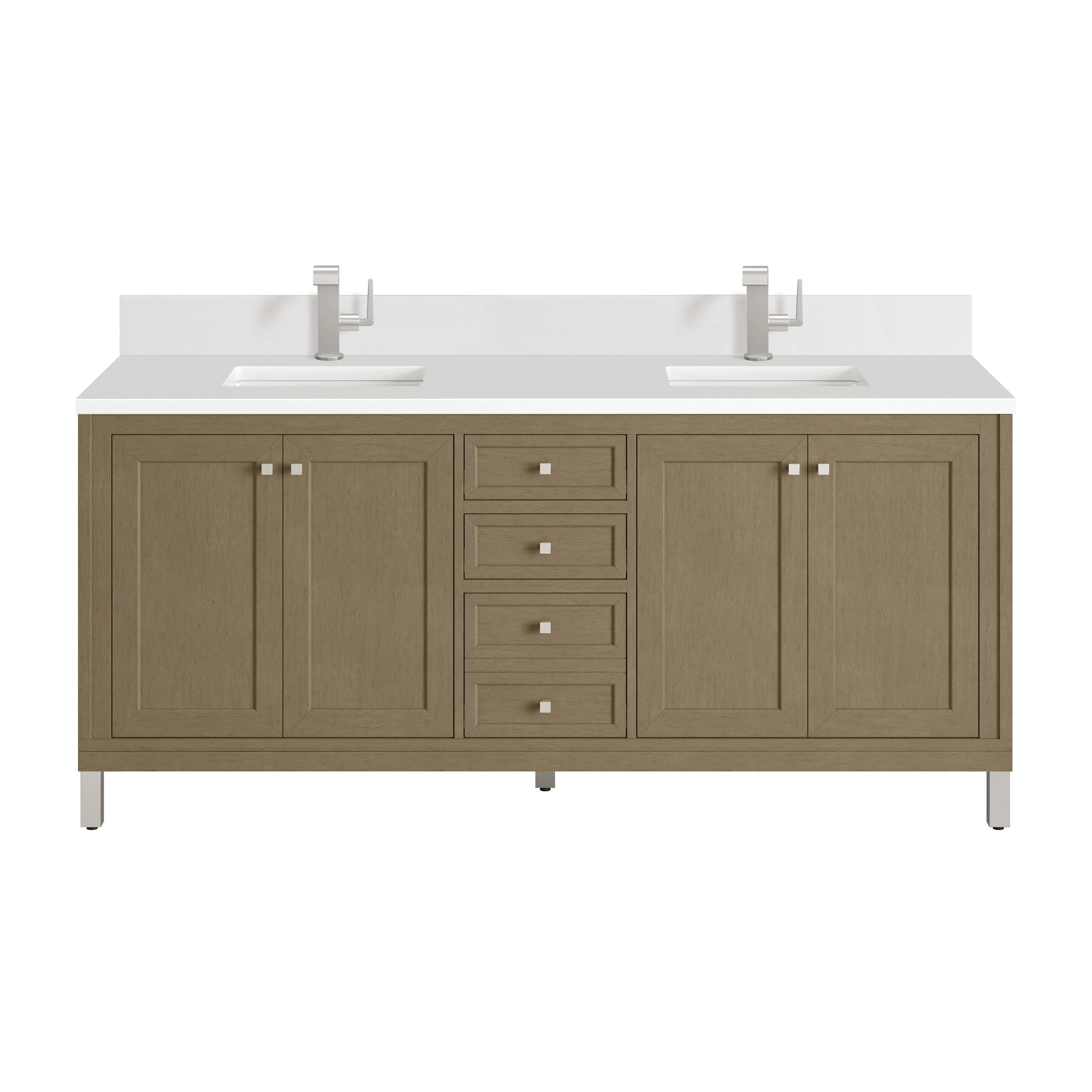 James Martin Chicago 72" Double Vanity in Walnut Whisper with 3cm Countertop