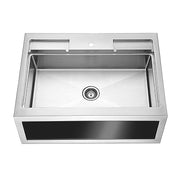 Dawn Flush Mount Apron Front Sink with Black Glass Panel Decorated DAFF3626G